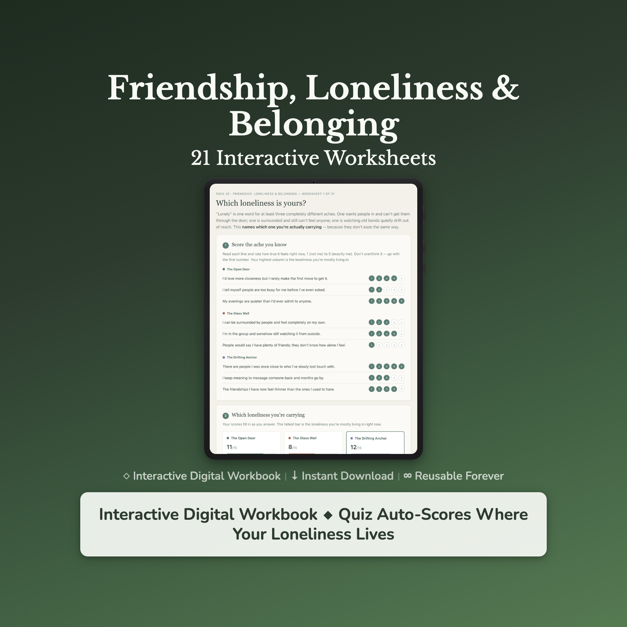Friendship & Belonging Worksheets – Loneliness, Making Friends, Belonging – Interactive Worksheets Bundle