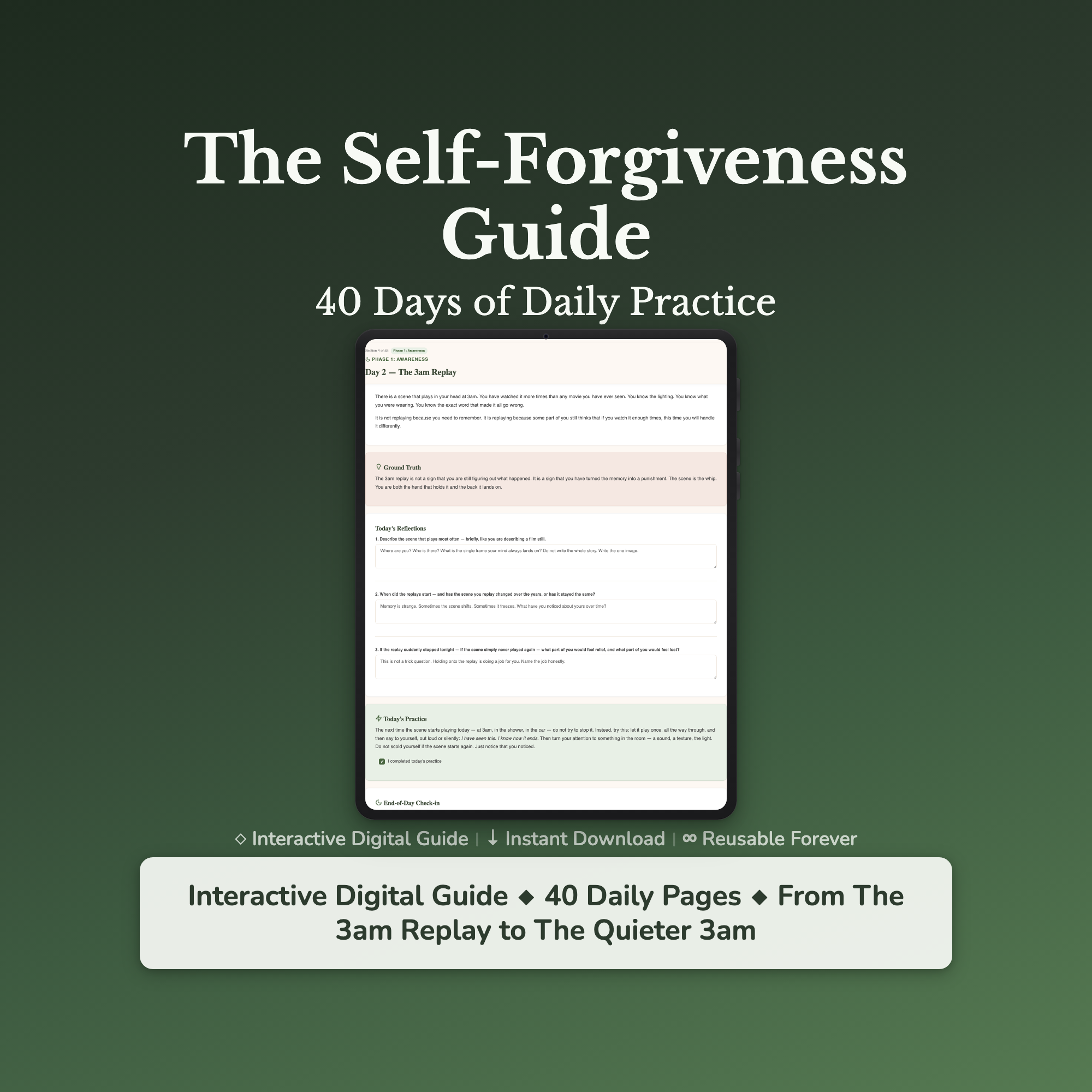Self Forgiveness Workbook & 40-Day Guide — interactive workbook cover