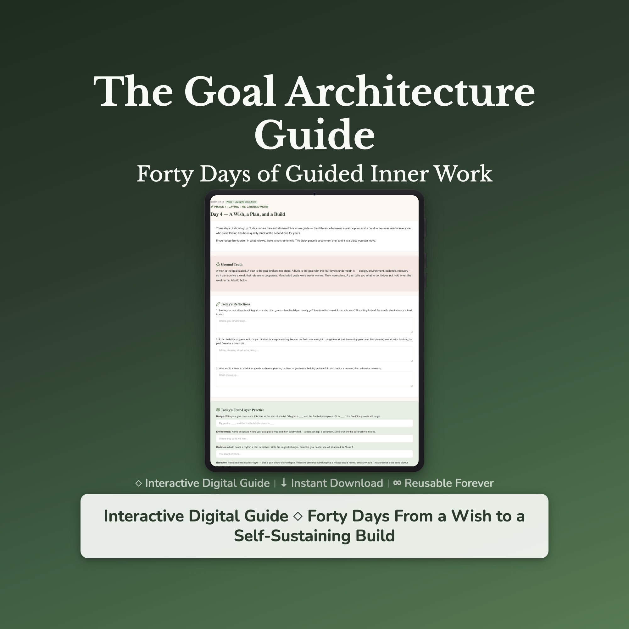 Habit Building Workbook & 40-Day Journal – Reach Your Goals – Interactive Digital Guide