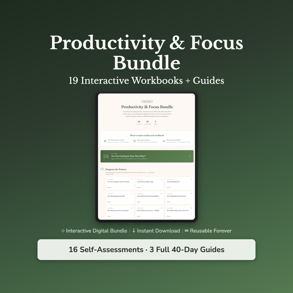 Procrastination Workbook & Self-Care Bundle – From 18 Open Tabs to One Finished Thing – Interactive Digital Bundle
