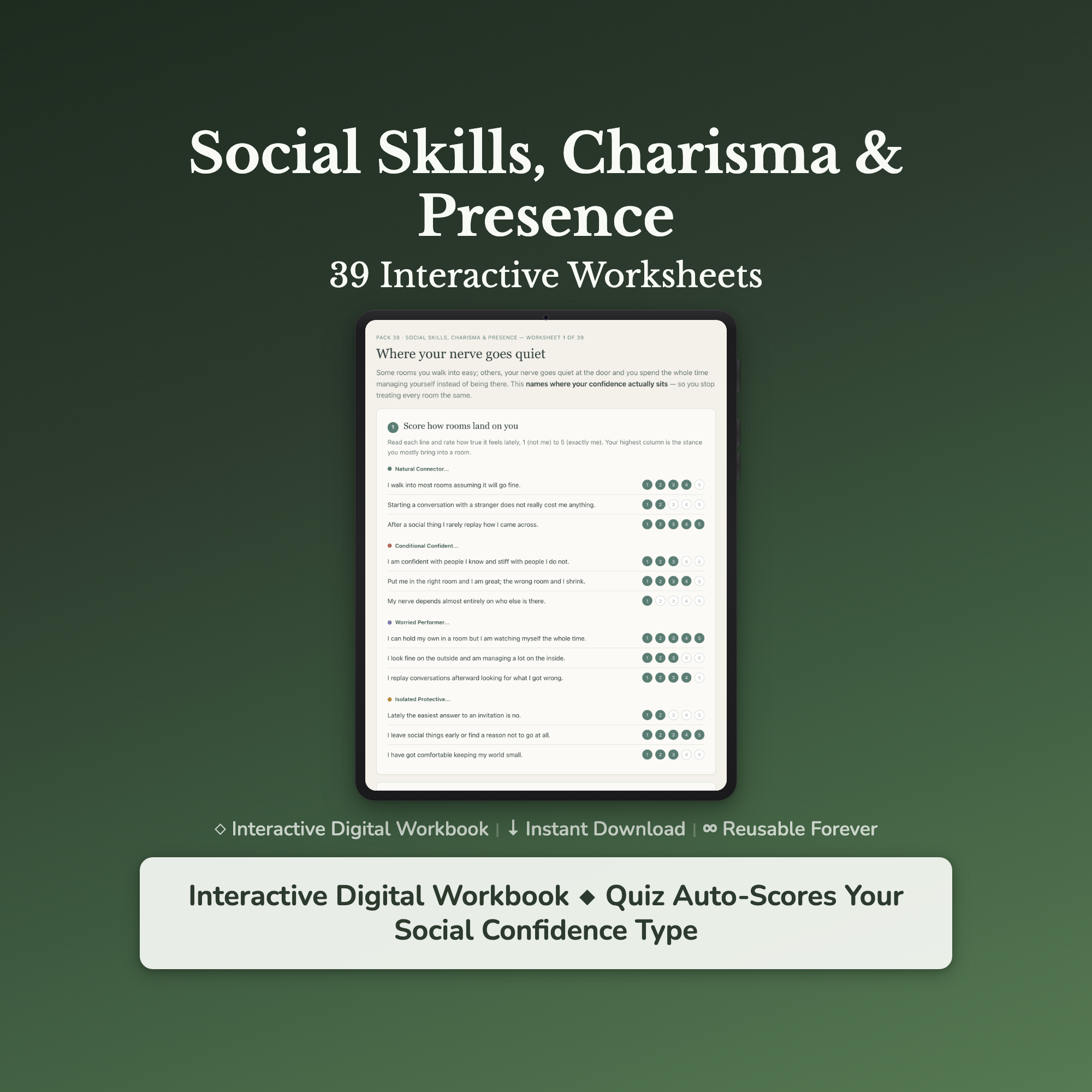 Social Skills & Charisma Worksheets – Small Talk, Confidence, Communication – Interactive Worksheets Bundle