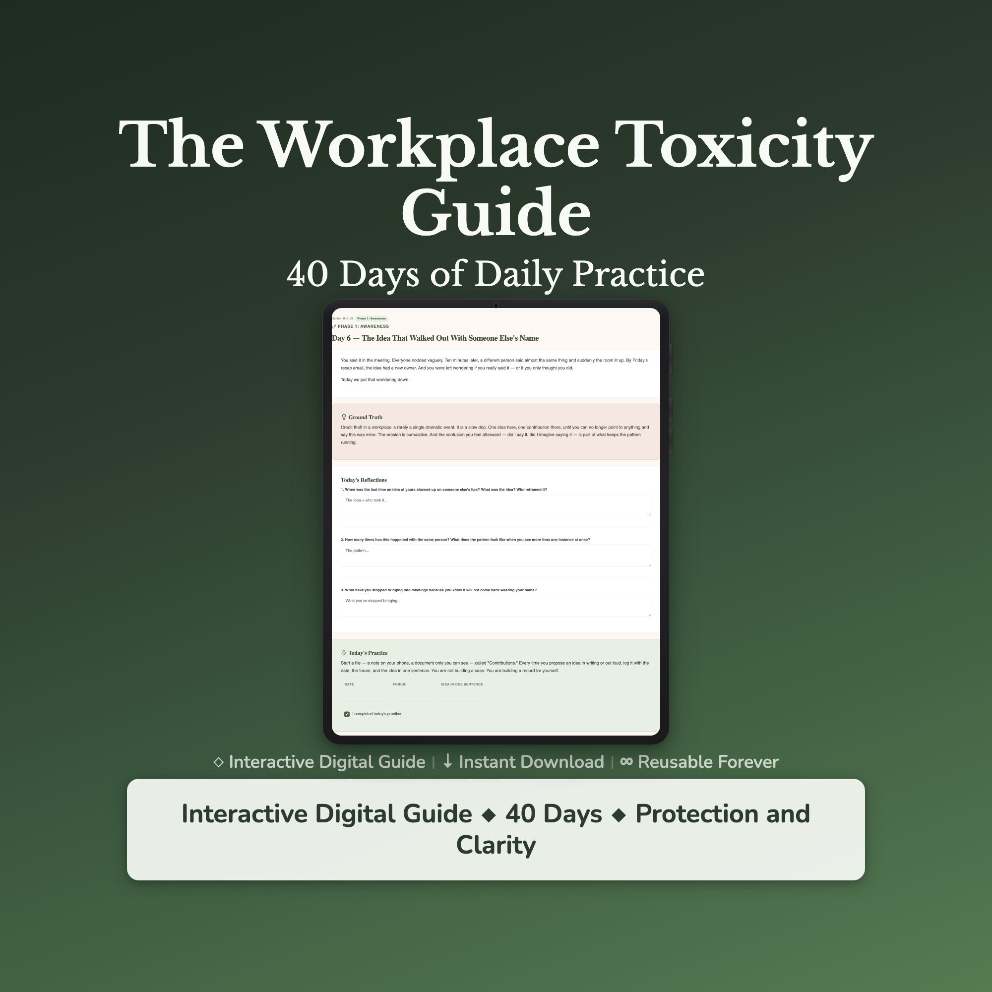 Workplace Boundaries Workbook & 40-Day Guide — interactive workbook cover