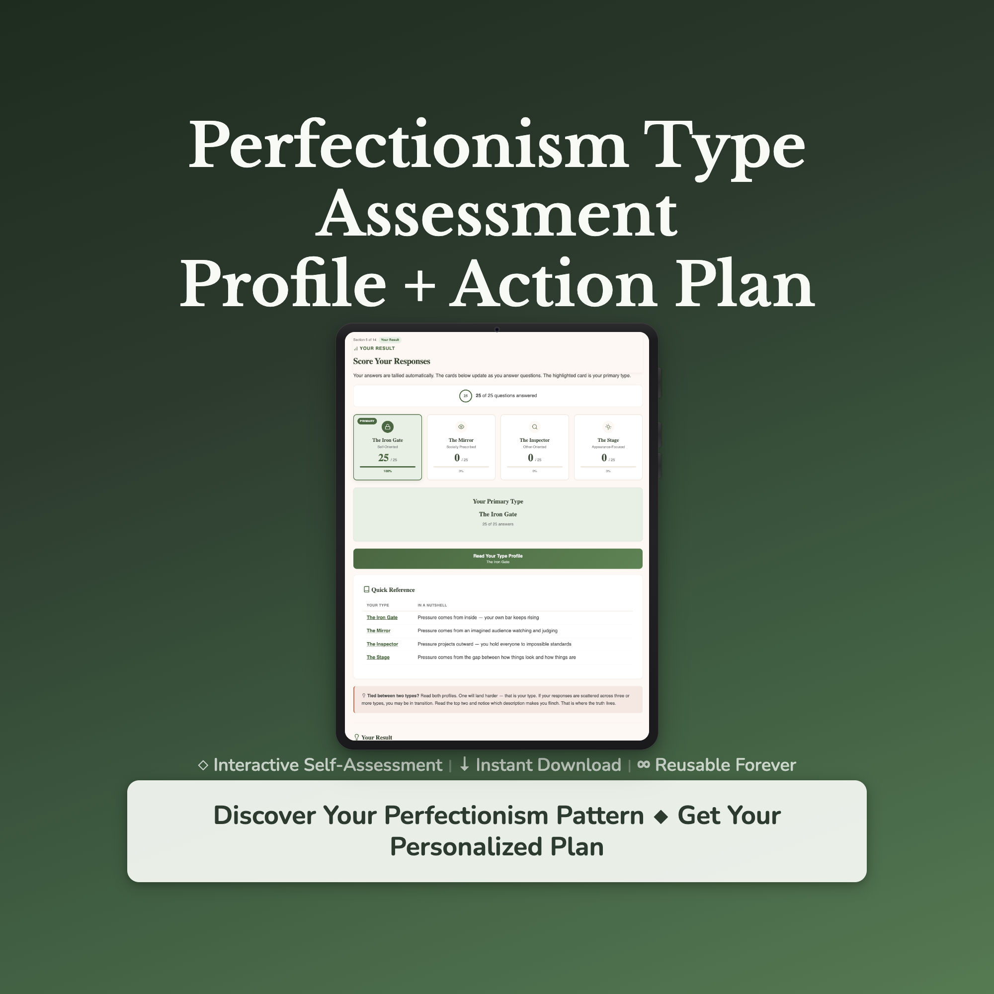Perfectionism Profile — interactive workbook cover