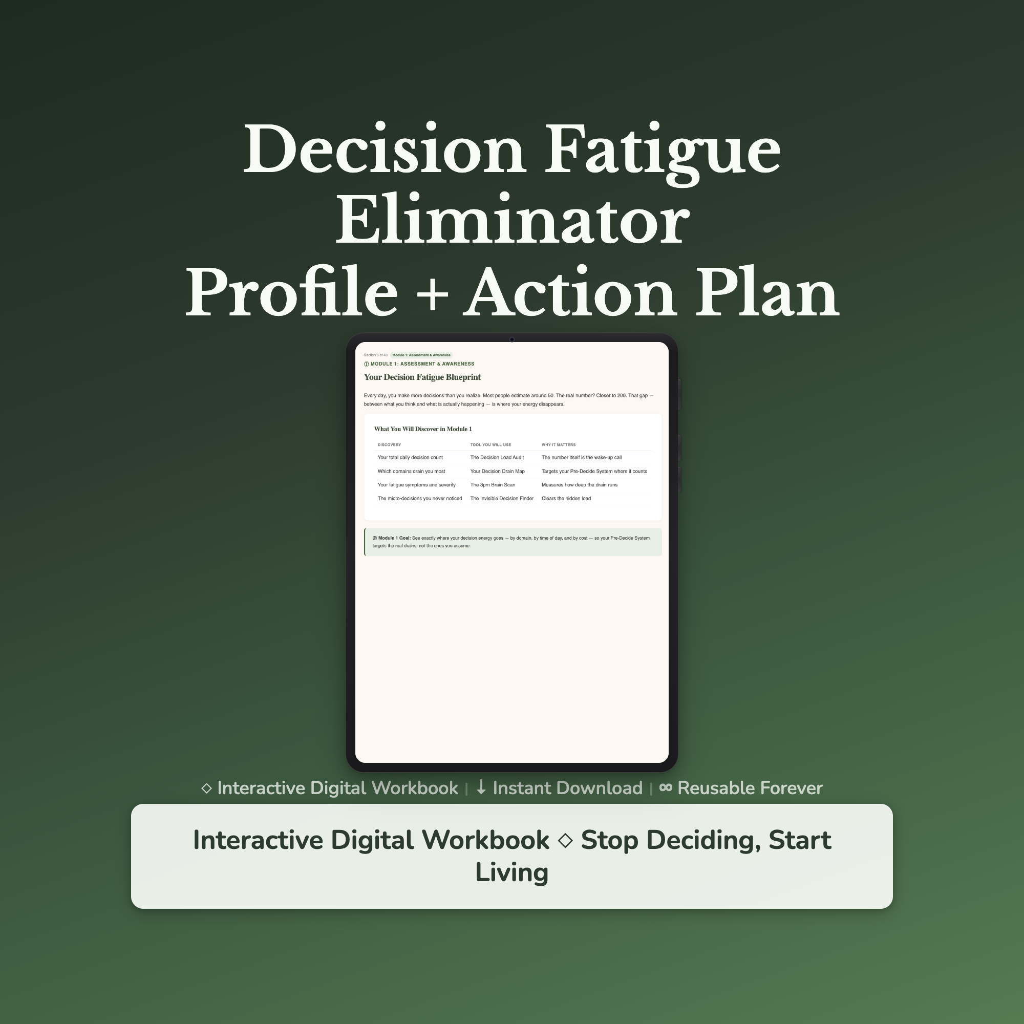 Decision Fatigue Workbook — interactive workbook cover