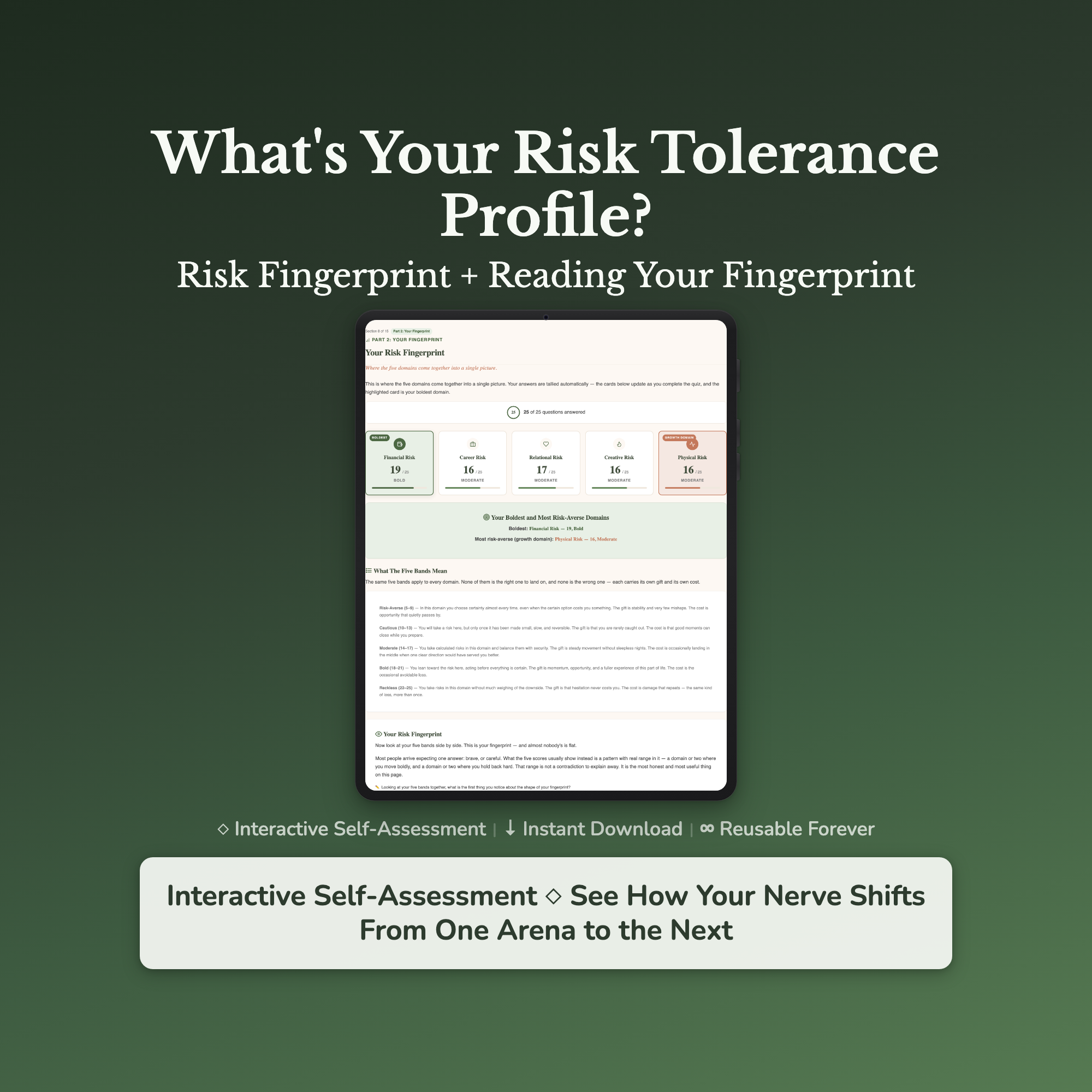Risk Tolerance Quiz & Workbook – Bold Here, Cautious There – Interactive Self-Assessment