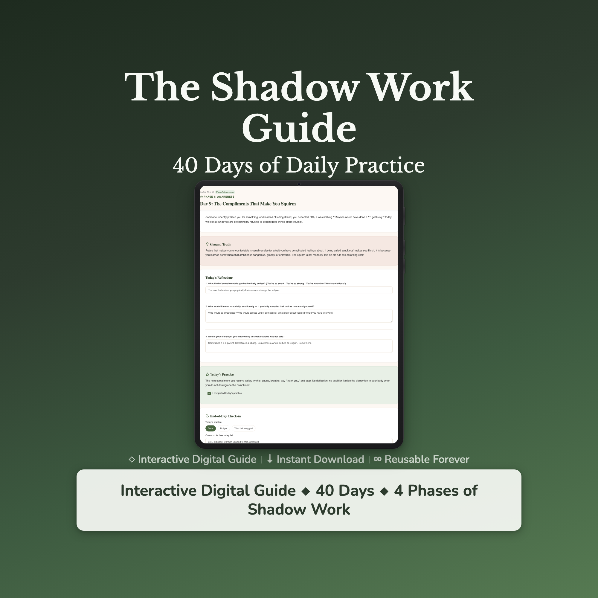 Shadow Work Workbook & 40-Day Guide — interactive workbook cover