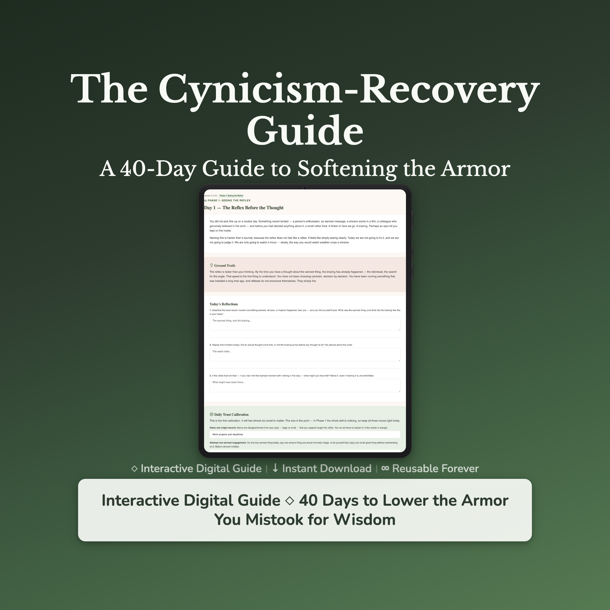 Cynicism Workbook & 40-Day Journal – Trust Again Guide – Interactive Digital Guide