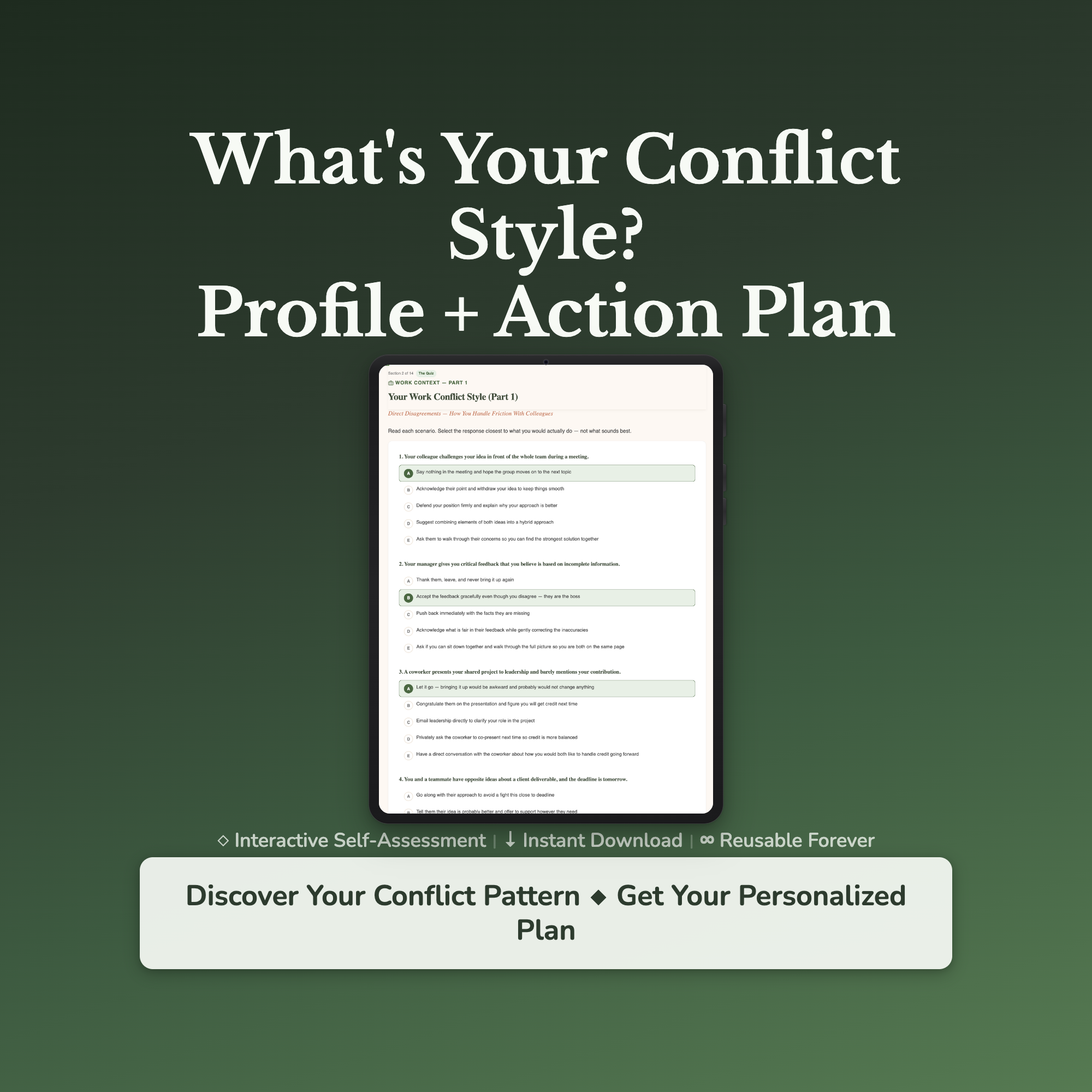 Conflict Style Profile — interactive workbook cover