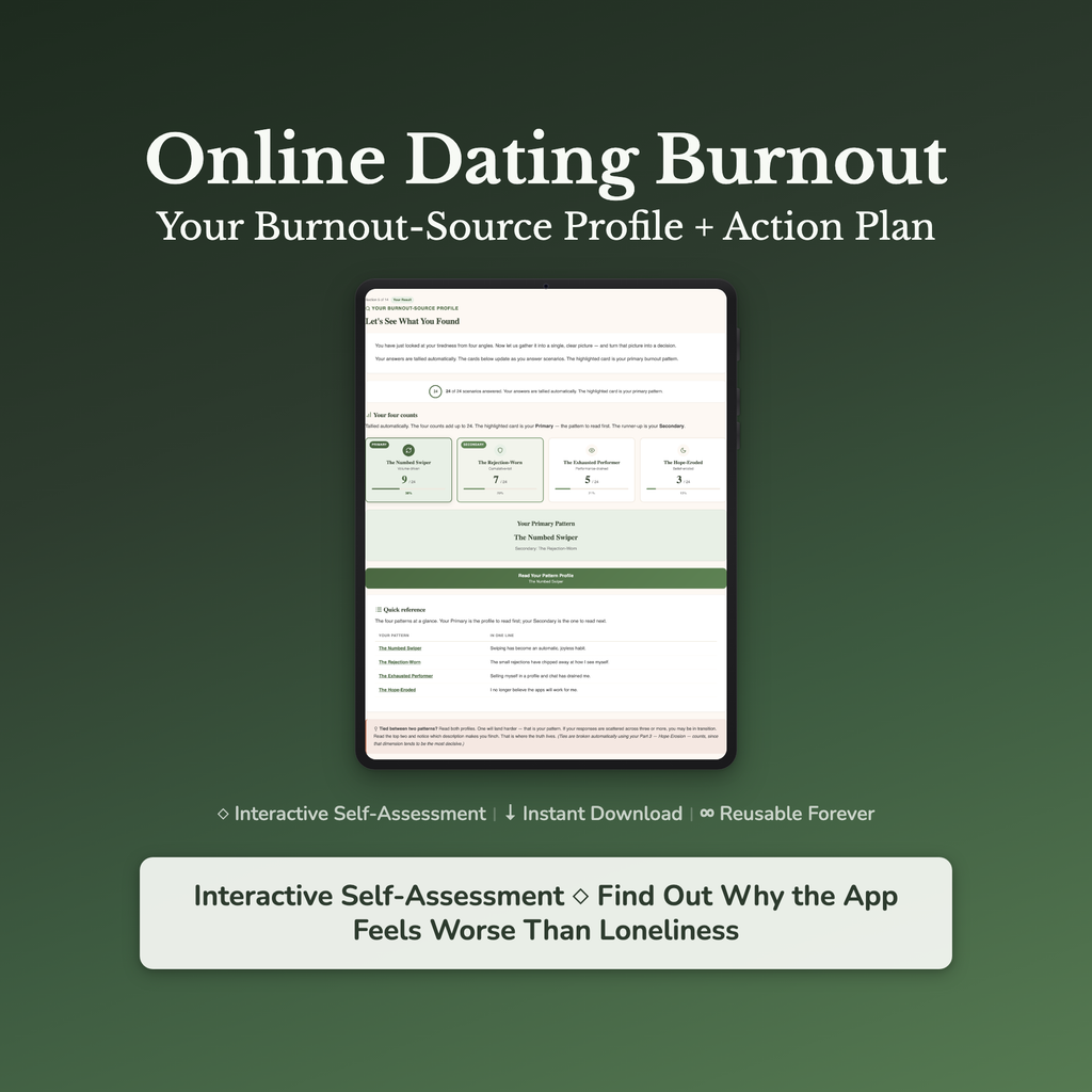 Dating App Burnout Quiz & Workbook – Swipe Fatigue – Interactive Self-Assessment