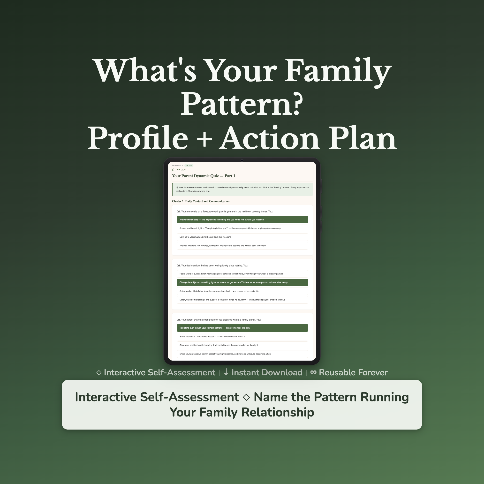Family Pattern Profile — interactive workbook cover