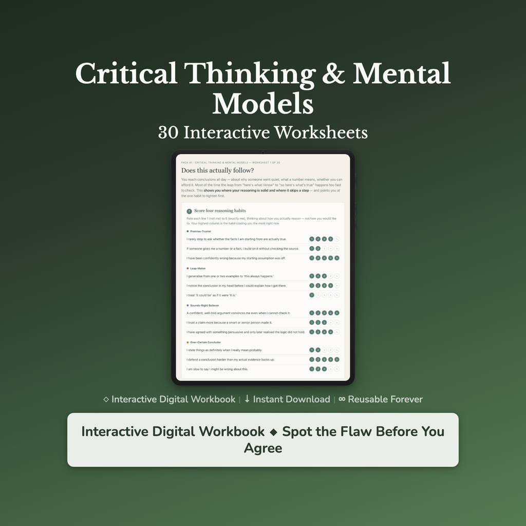 Critical Thinking Worksheets – Mental Models, Clear Thinking, Logic & Bias – Interactive Worksheets Bundle