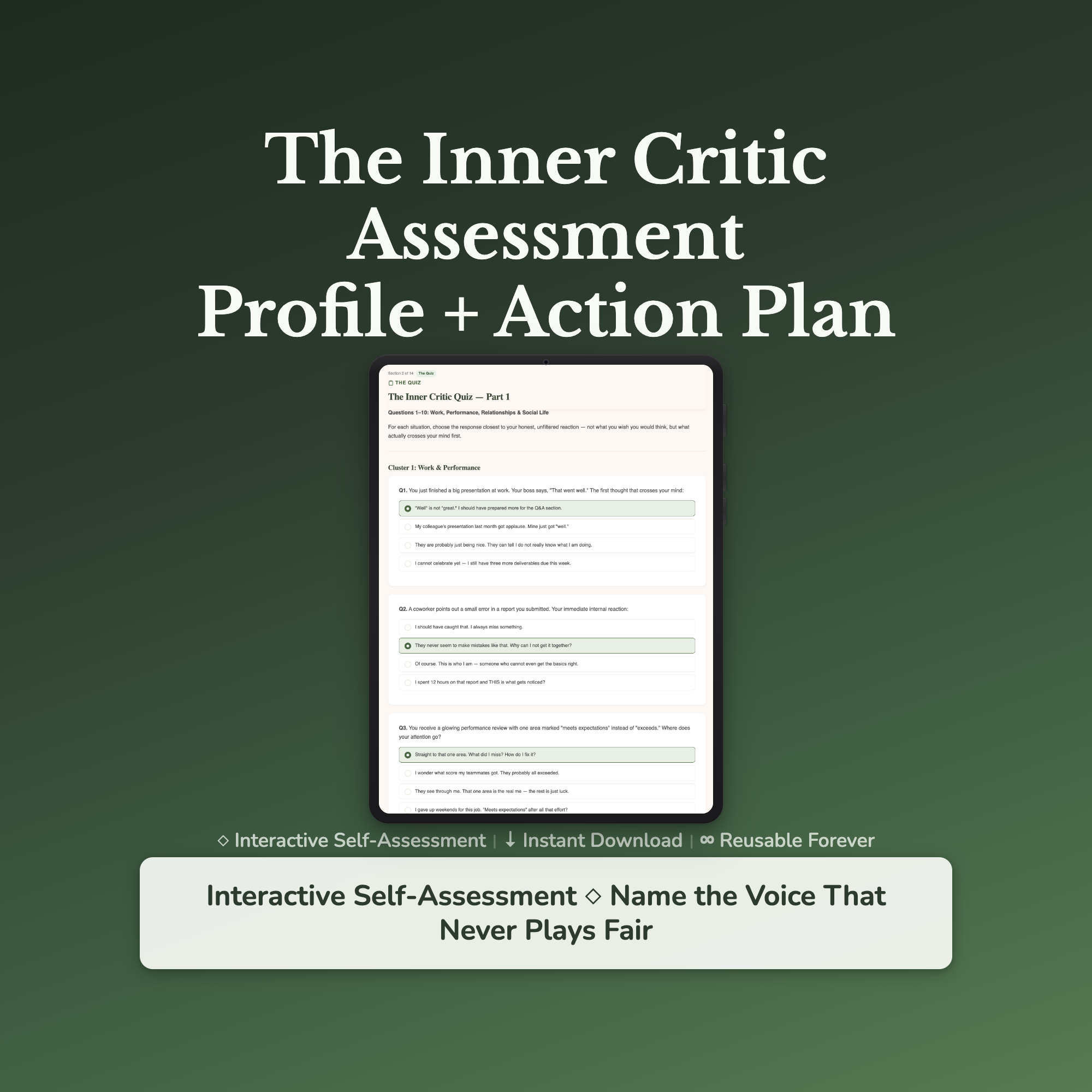 Inner Critic Profile — interactive workbook cover