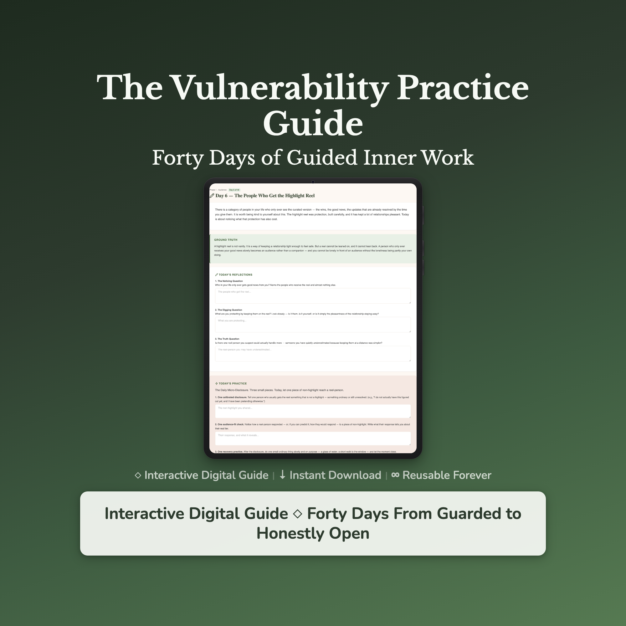Vulnerability Workbook & 40-Day Journal – Open Without Cost – Interactive Digital Guide