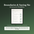 Boundaries Worksheets – Saying No, People-Pleasing, Guilt, Overcommitting – Interactive Worksheets Bundle