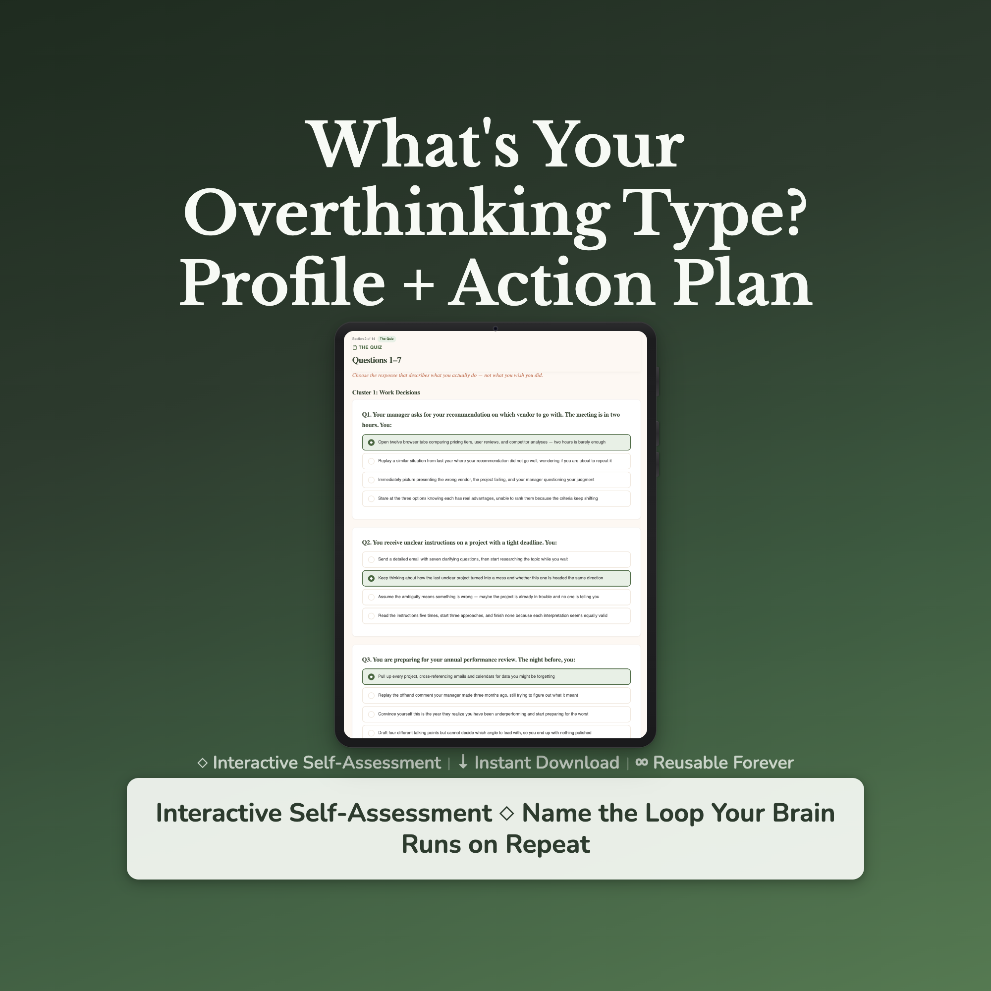 Overthinking Profile — interactive workbook cover