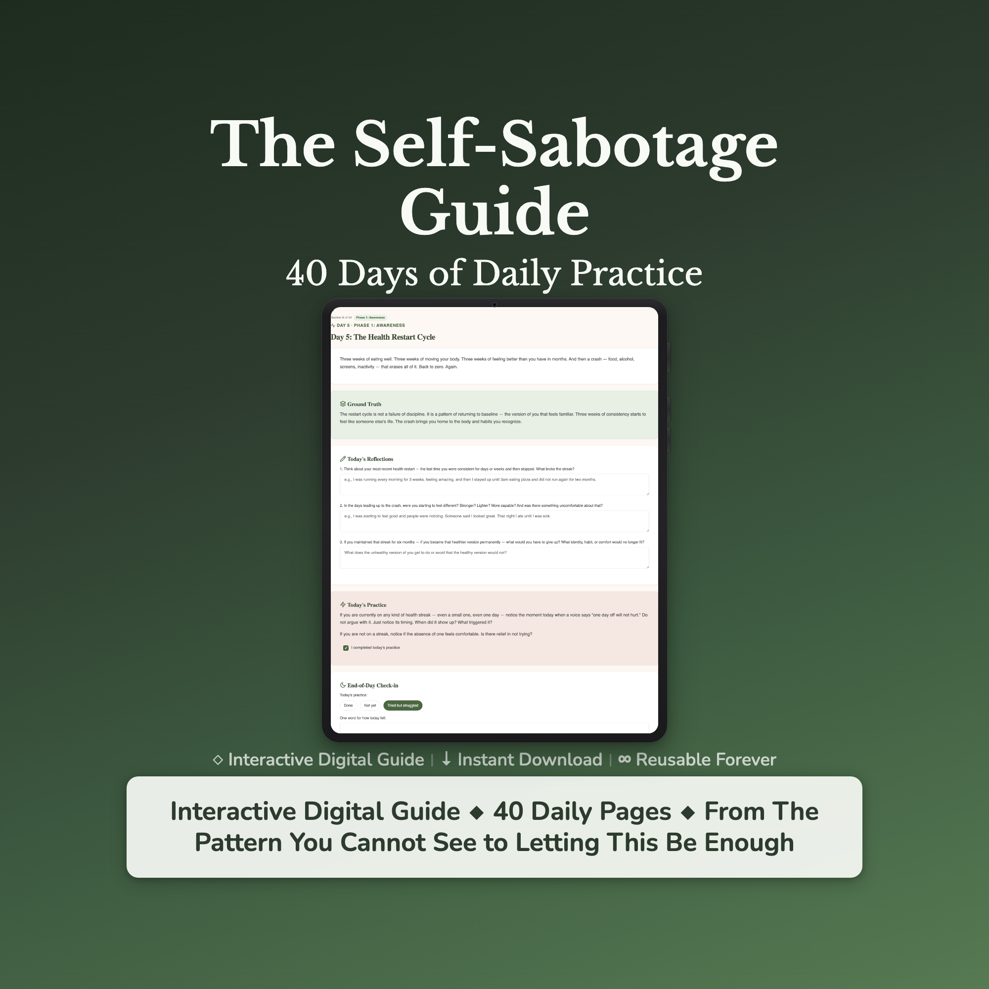 Self Sabotage Workbook & 40-Day Guide — interactive workbook cover