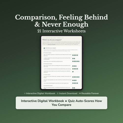 Comparison & FOMO Worksheets – Stop Feeling Behind, Social Media, Not Enough – Interactive Worksheets Bundle