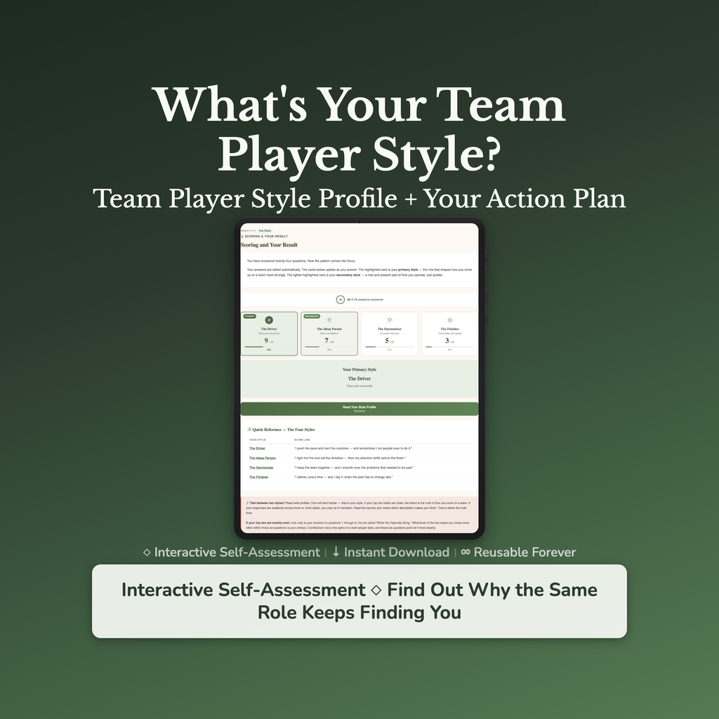 Team Player Quiz & Workbook – Same Role Keeps Finding You – Interactive Self-Assessment