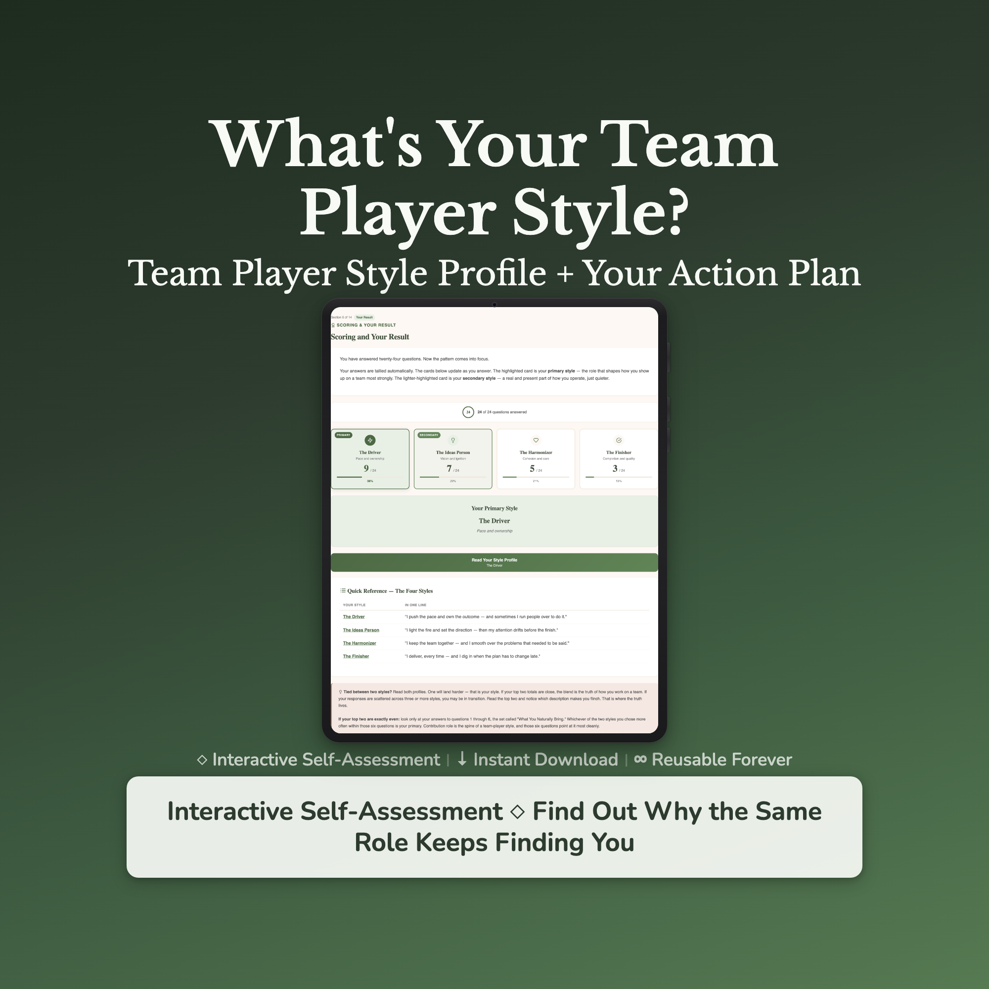 Team Player Quiz & Workbook – Same Role Keeps Finding You – Interactive Self-Assessment