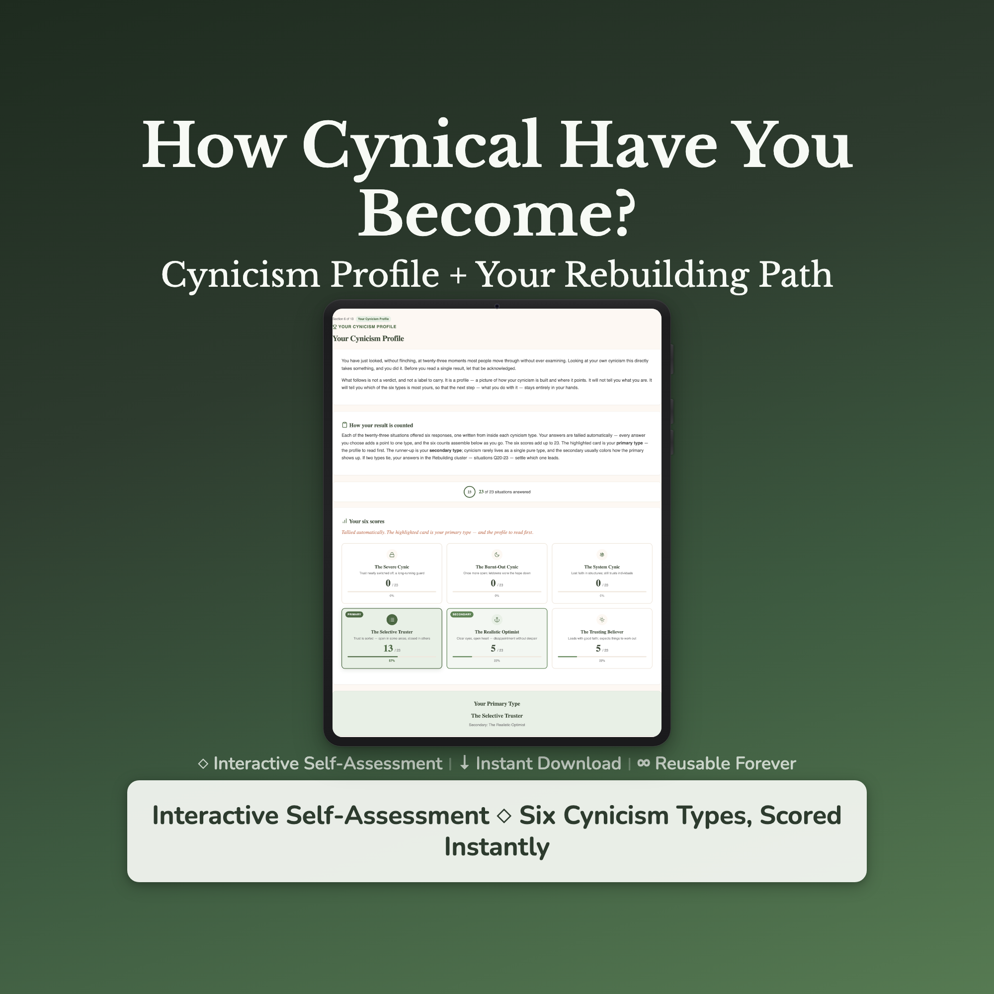 Cynicism Quiz & Workbook – How Cynical Have You Become? – Interactive Self-Assessment