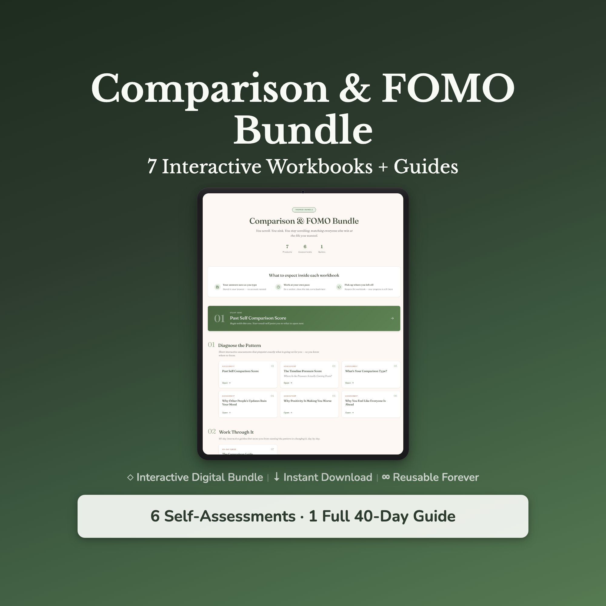 Self-Care Bundle – Stop Comparing Your Life 7 Tools – Interactive Digital Bundle