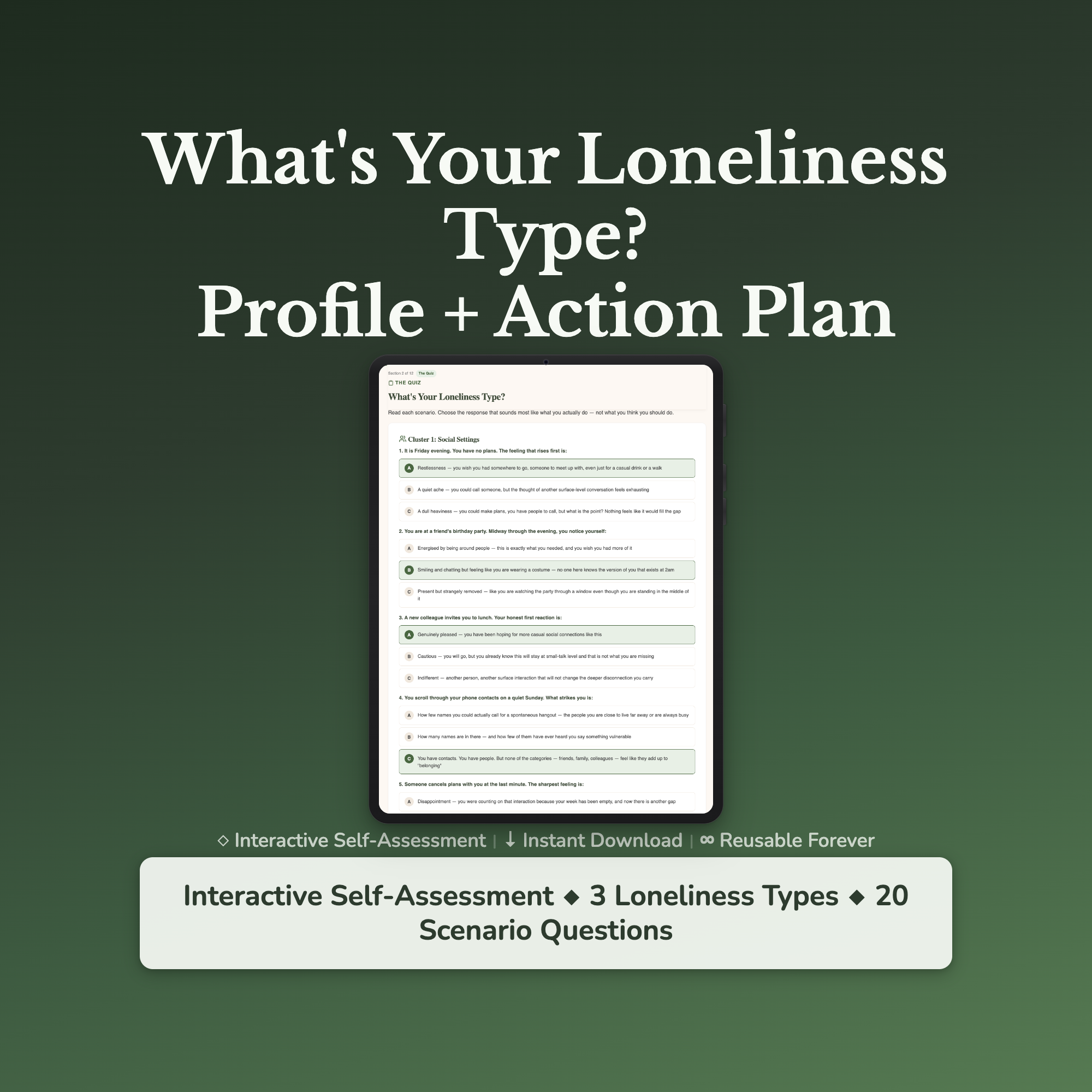 Loneliness Type Profile — interactive workbook cover