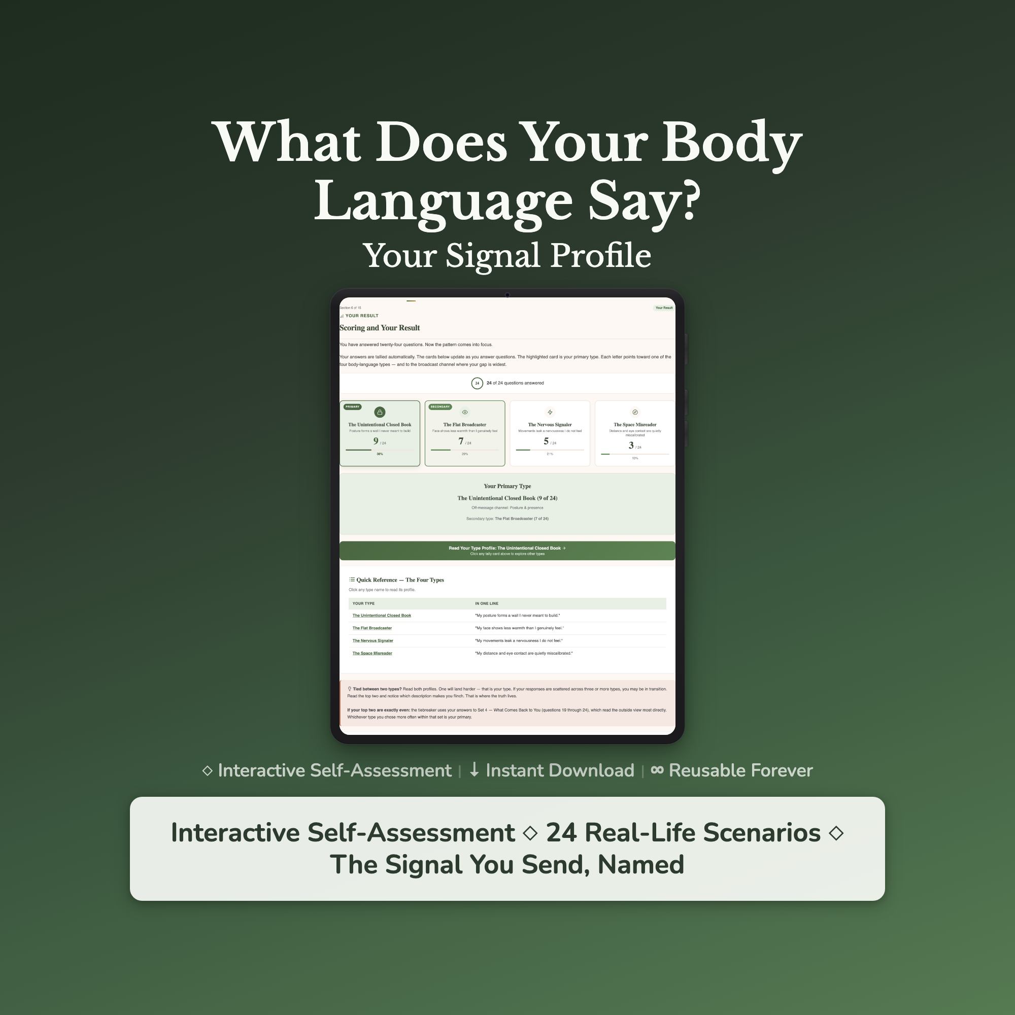 Body Language Quiz & Workbook – Why People Read You Wrong – Interactive Self-Assessment