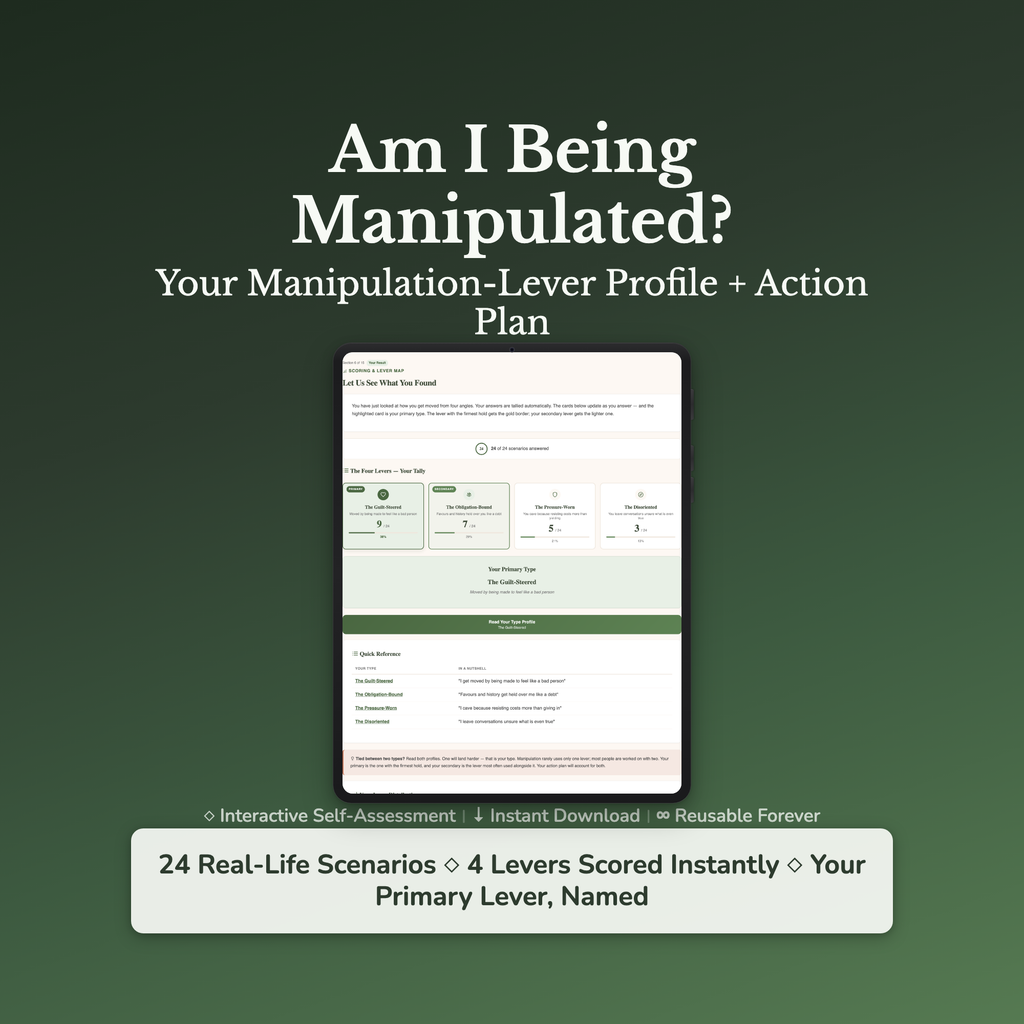 Manipulation Quiz & Workbook – Am I Being Manipulated? – Interactive Self-Assessment