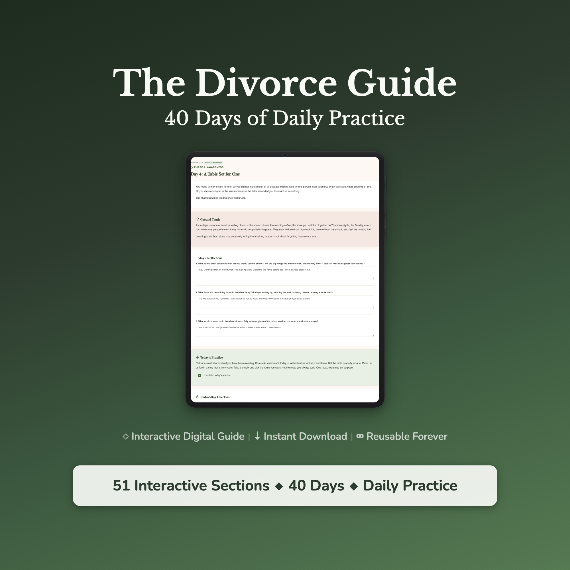 Divorce Workbook & 40-Day Guide — interactive workbook cover