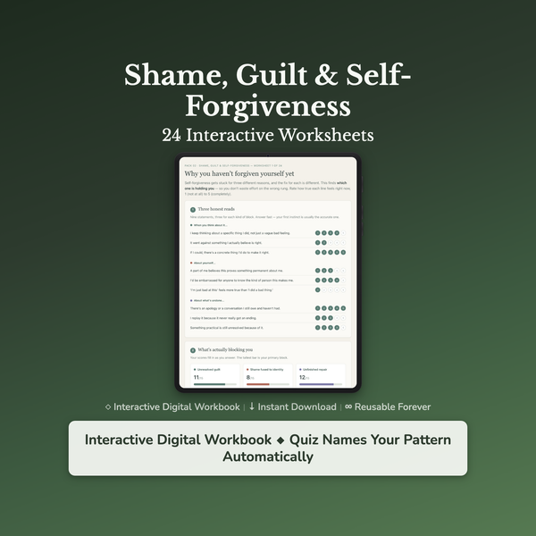 Self-Forgiveness Worksheets – Let Go of Guilt, Shame, Regret & Self-Blame – Interactive Worksheets Bundle — interactive digital workbook