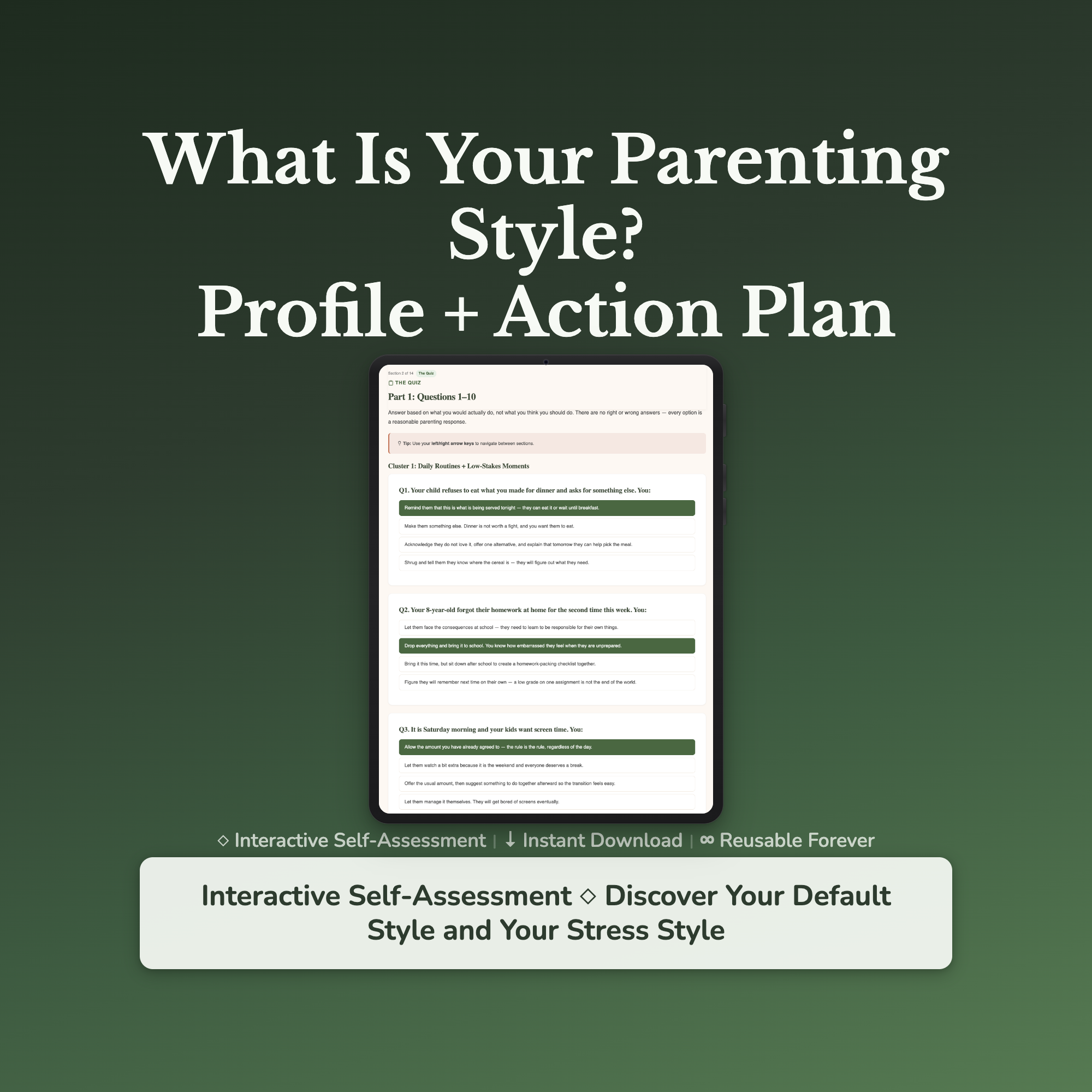 Parenting Style Profile — interactive workbook cover
