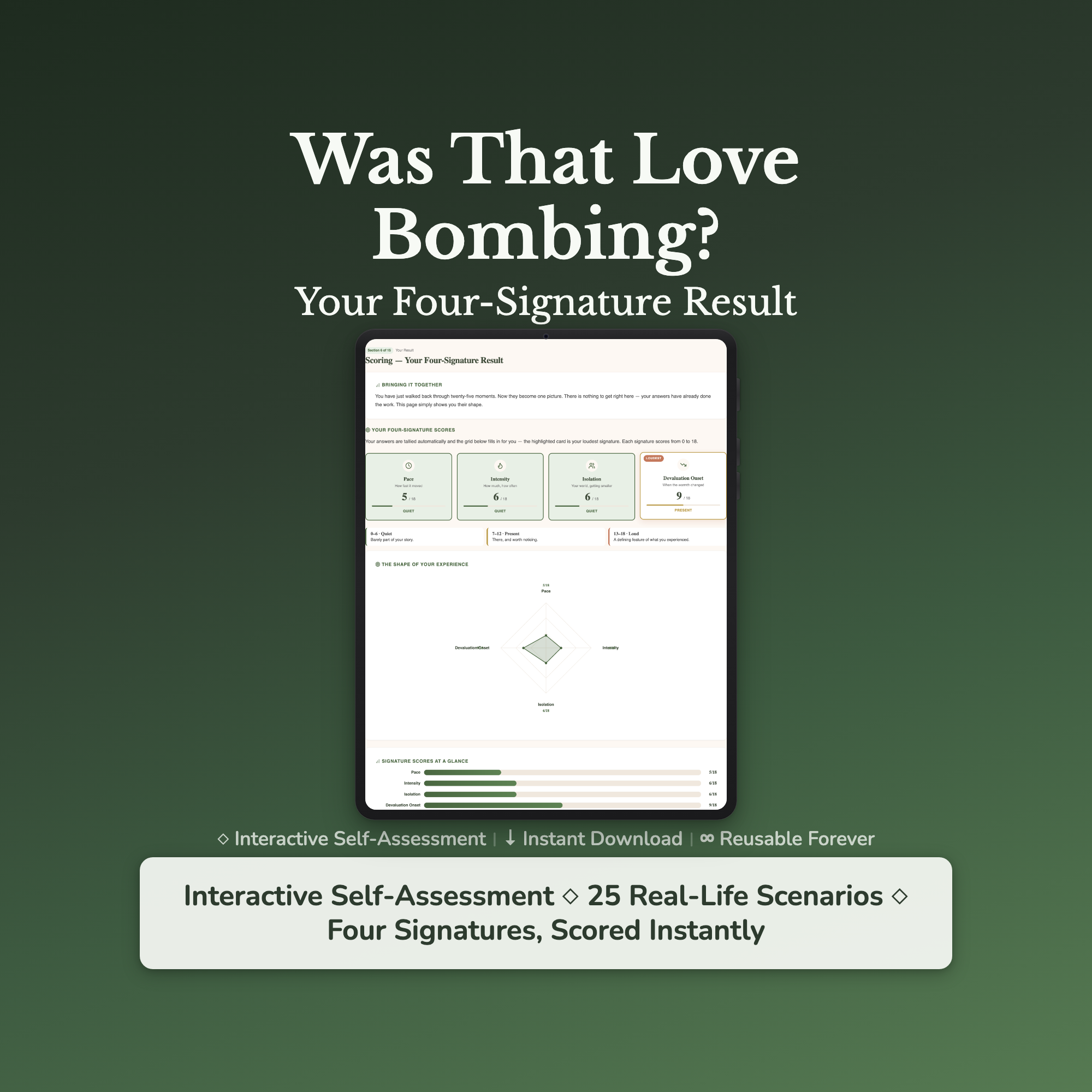 Love Bombing Quiz & Workbook – Was It Love or a Pattern – Interactive Self-Assessment