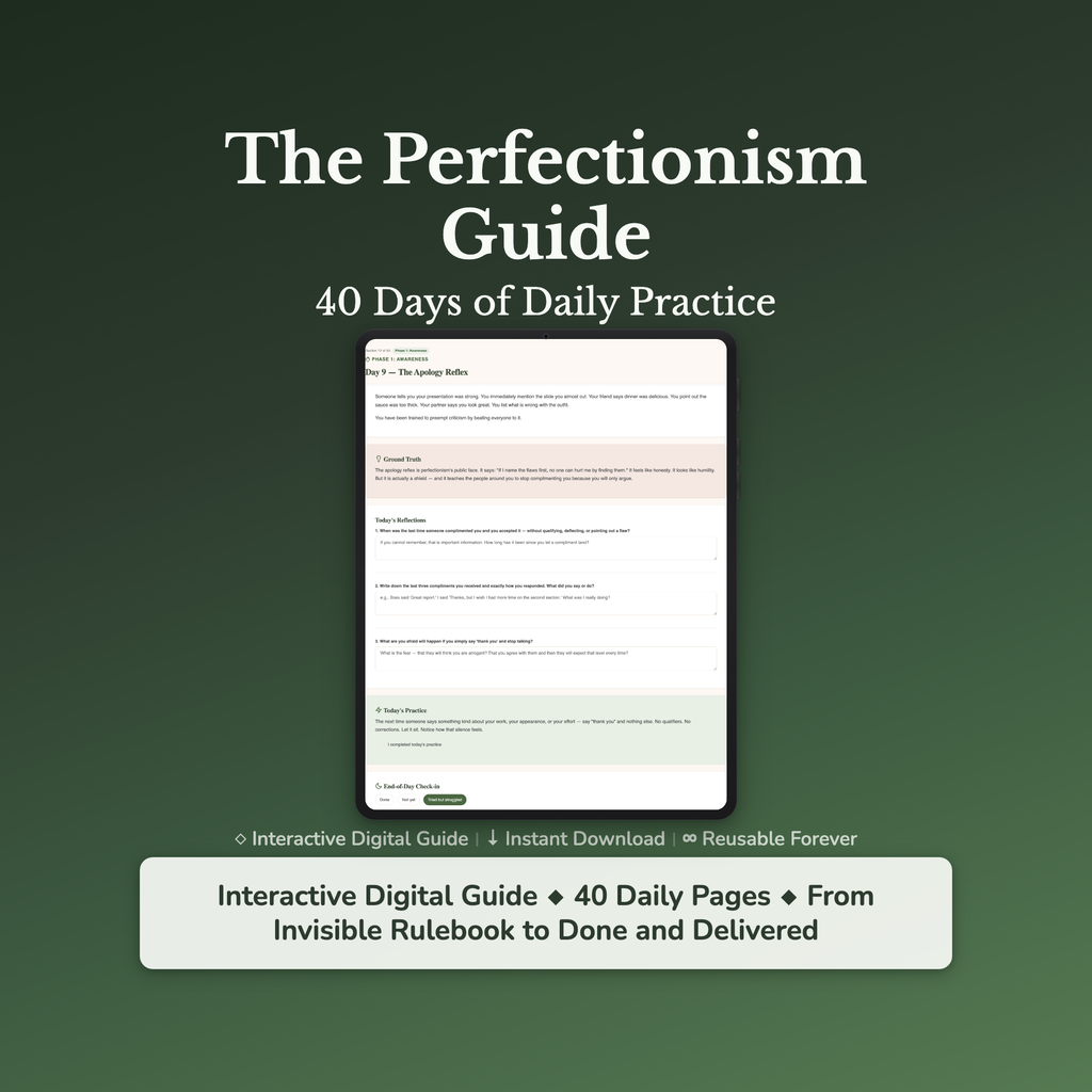 Perfectionism Workbook & 40-Day Guide — interactive workbook cover