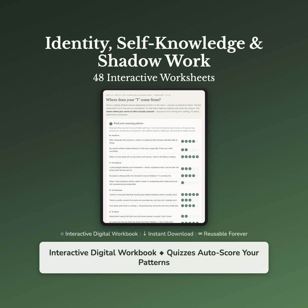 Shadow Work Worksheets – Hidden Parts, Triggers, Projections & Inner Child – Interactive Worksheets Bundle