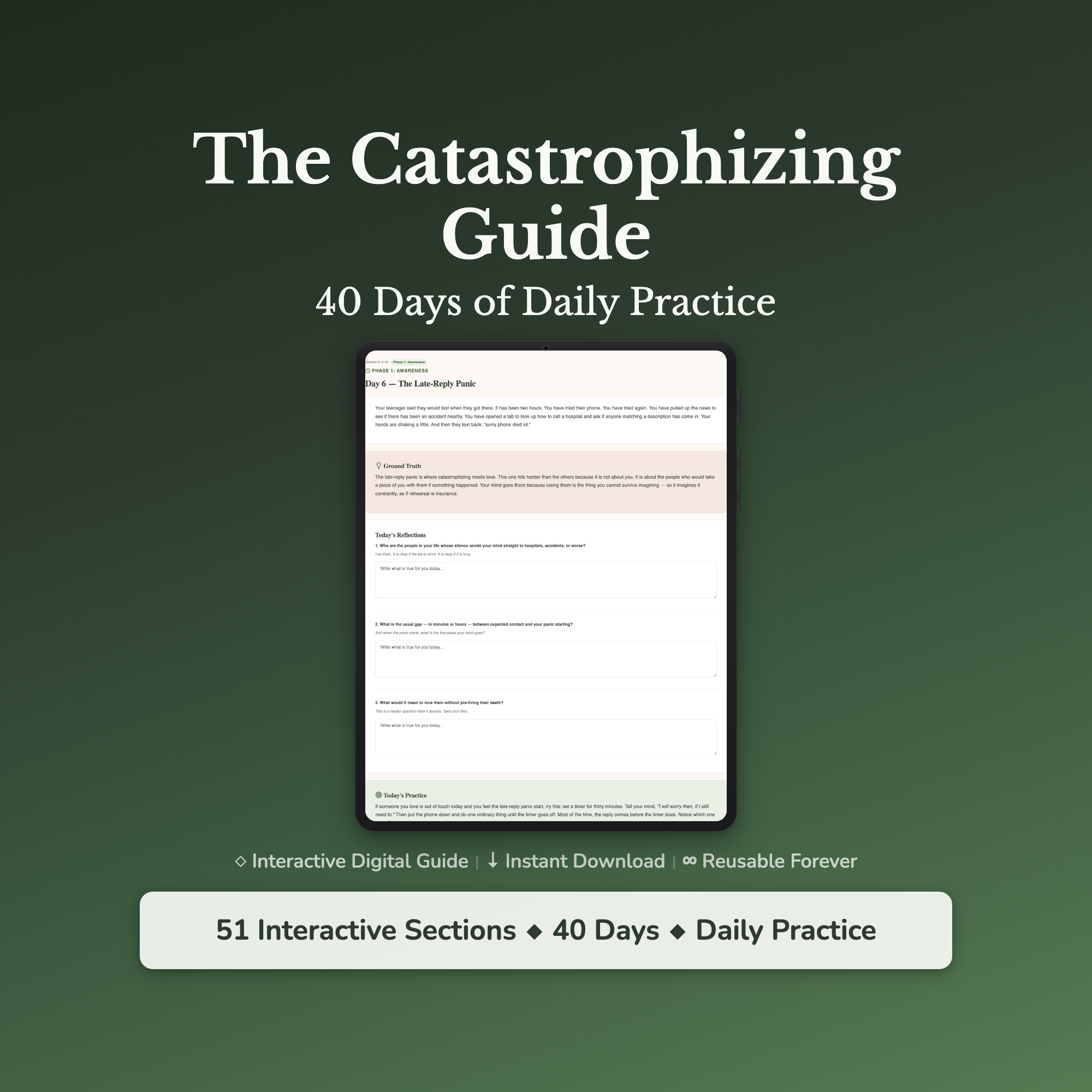 Catastrophizing Workbook & 40-Day Guide — interactive workbook cover