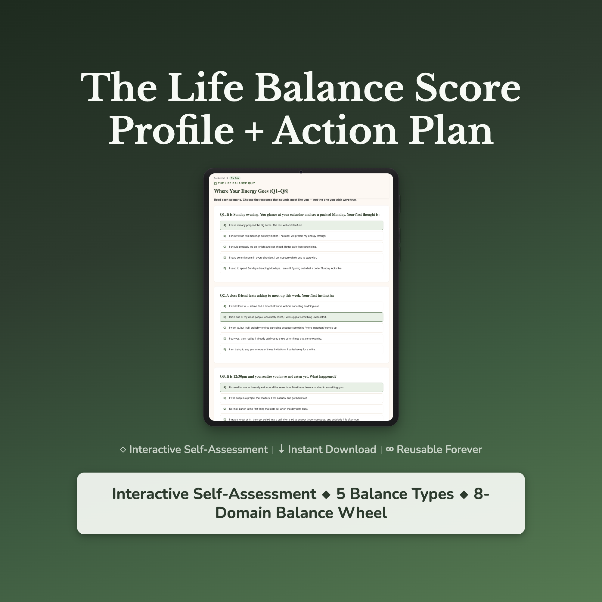 Life Balance Profile — interactive workbook cover