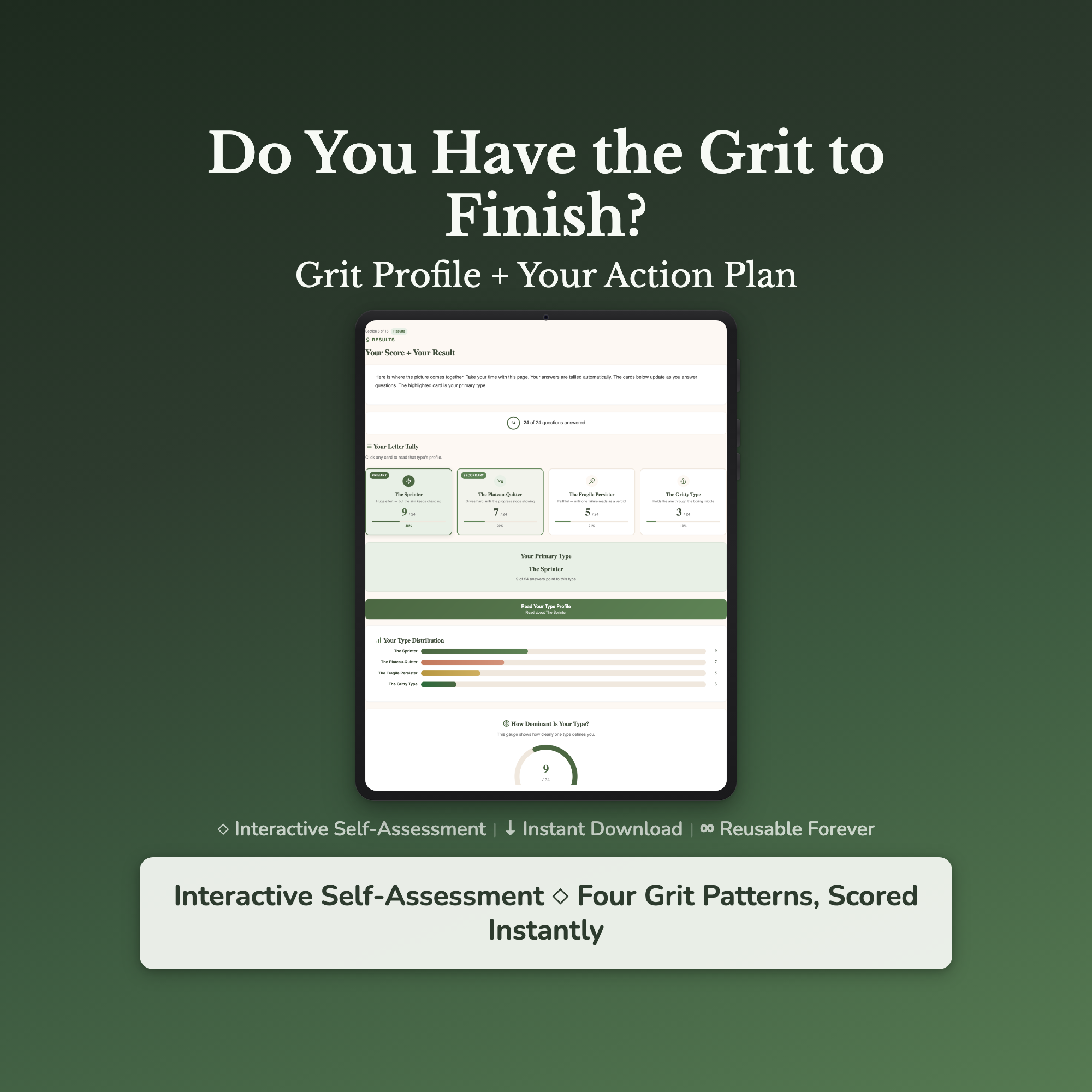 Grit Quiz & Workbook – Do You Have the Grit to Finish? – Interactive Self-Assessment