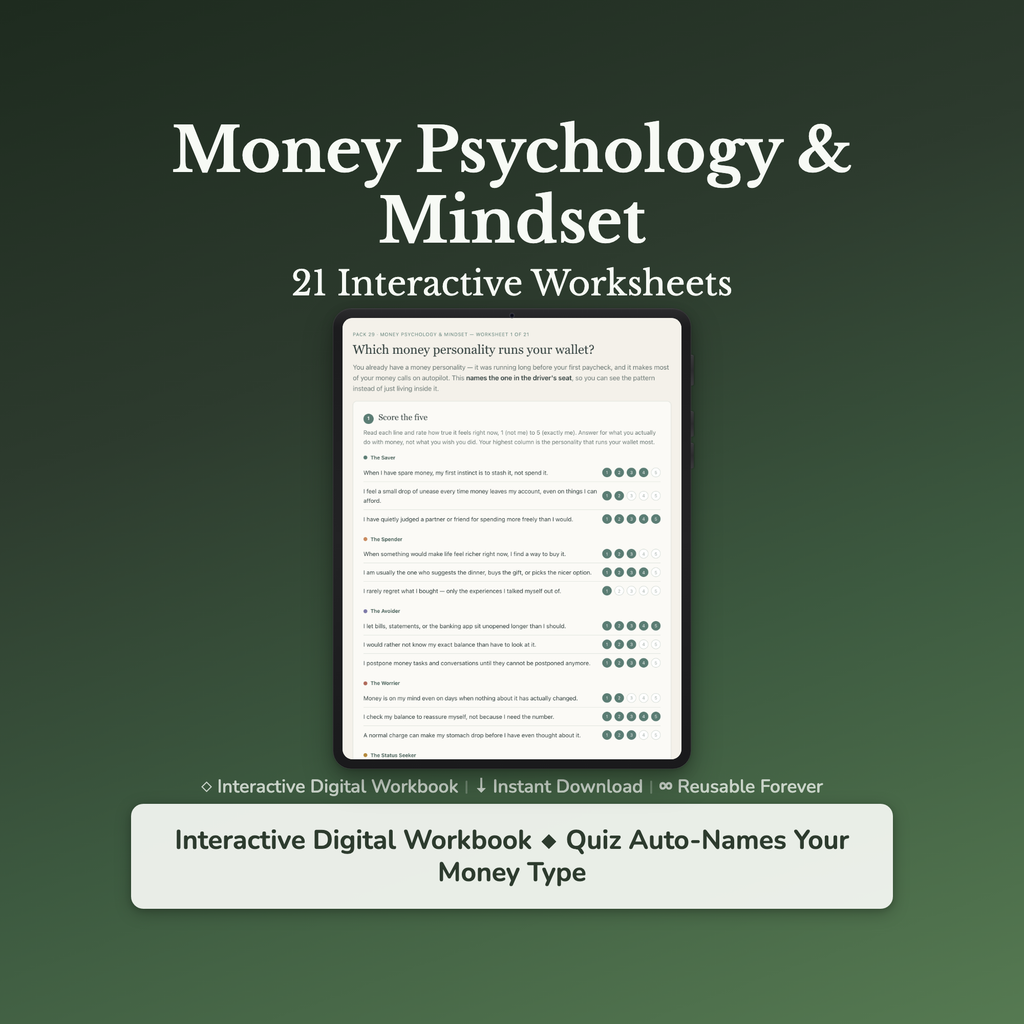 Money Mindset Worksheets – Money Blocks, Scarcity, Never Enough, Money Story – Interactive Worksheets Bundle