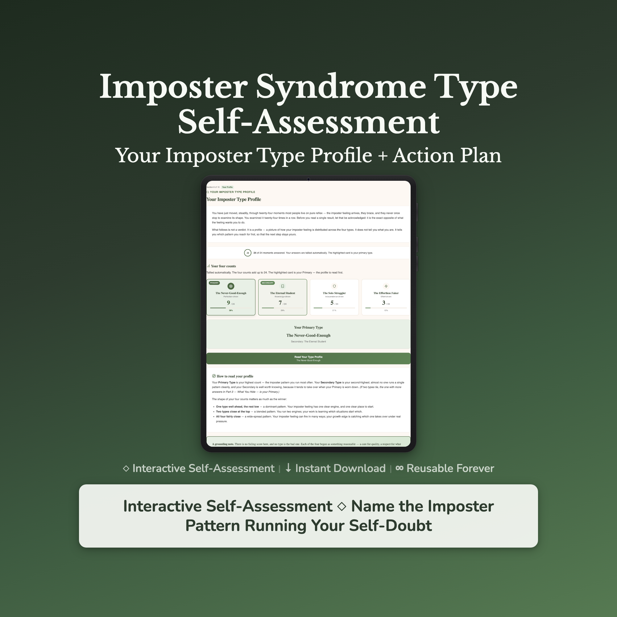 Imposter Syndrome Quiz & Workbook – What's Your Type? – Interactive Self-Assessment