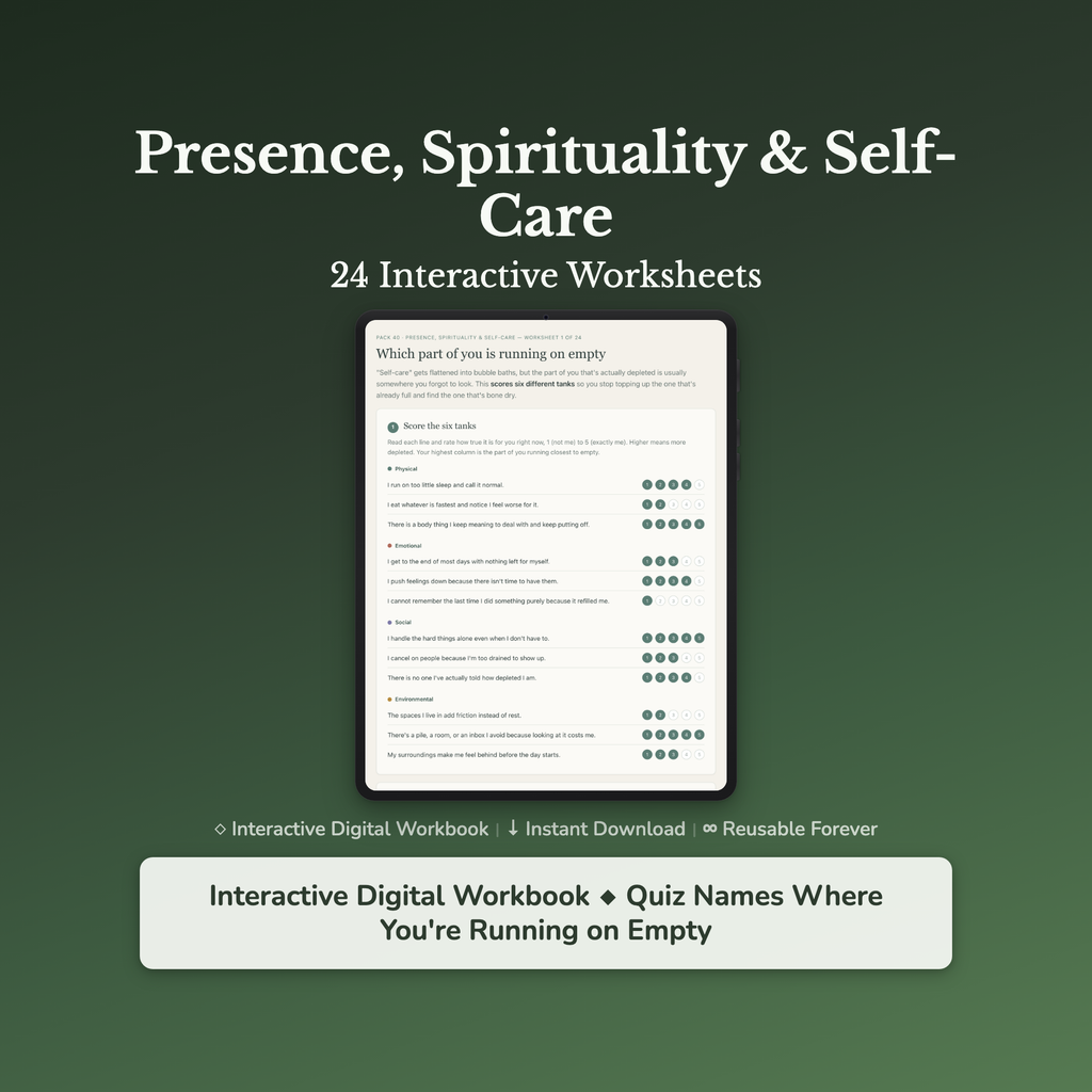 Self-Care & Presence Worksheets – Mindfulness, Grounding, Presence, Slow Down – Interactive Worksheets Bundle