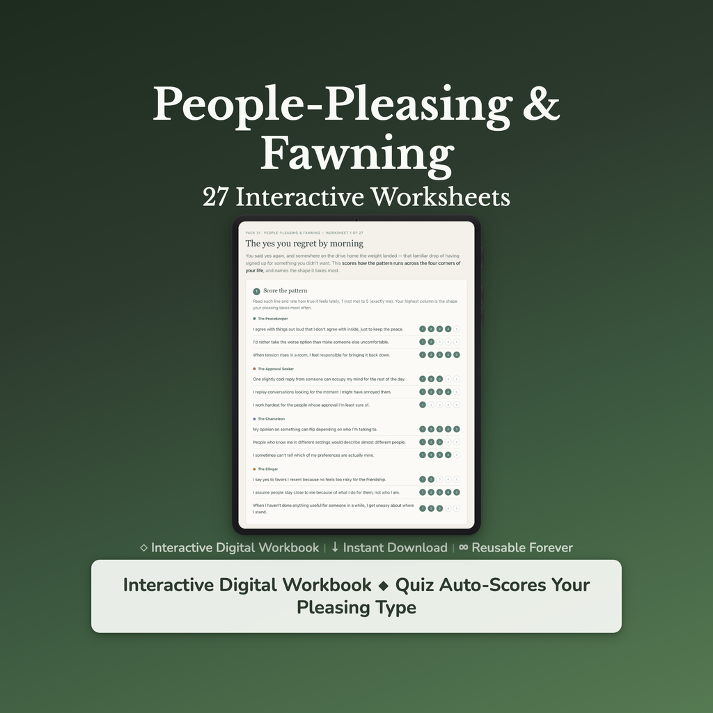 People Pleasing Worksheets – Stop Saying Yes, Fawning, Fear of Disappointing – Interactive Worksheets Bundle