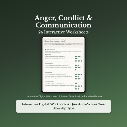 Anger Management Worksheets – Irritability, Reactivity, Triggers, Conflict – Interactive Worksheets Bundle