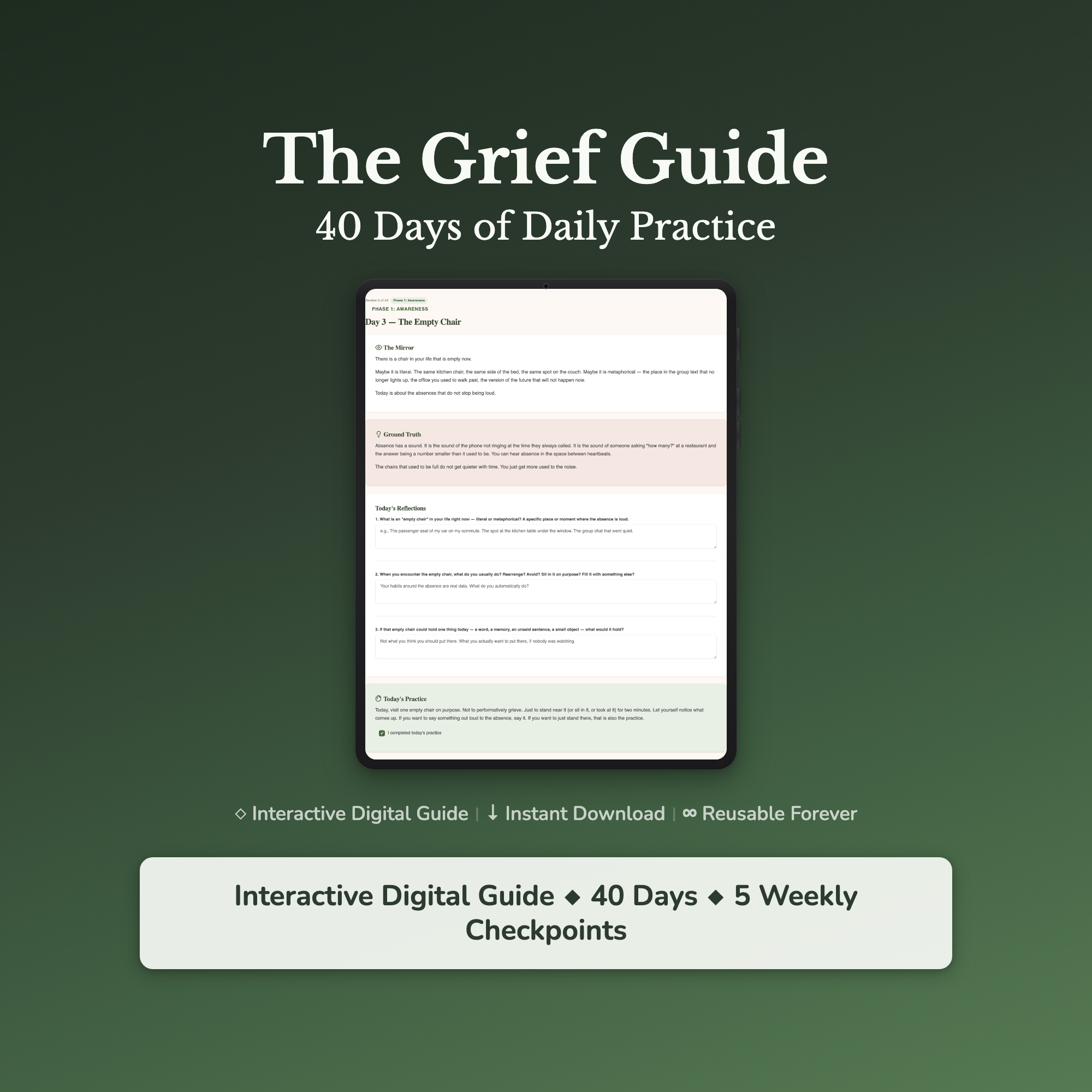 Grief Journal Workbook & 40-Day Guide — interactive workbook cover
