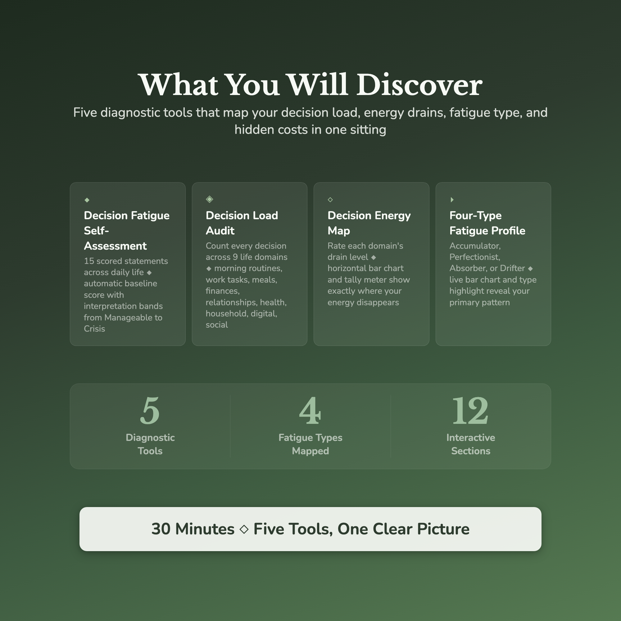 Decision Fatigue Profile — what's inside (section breakdown)