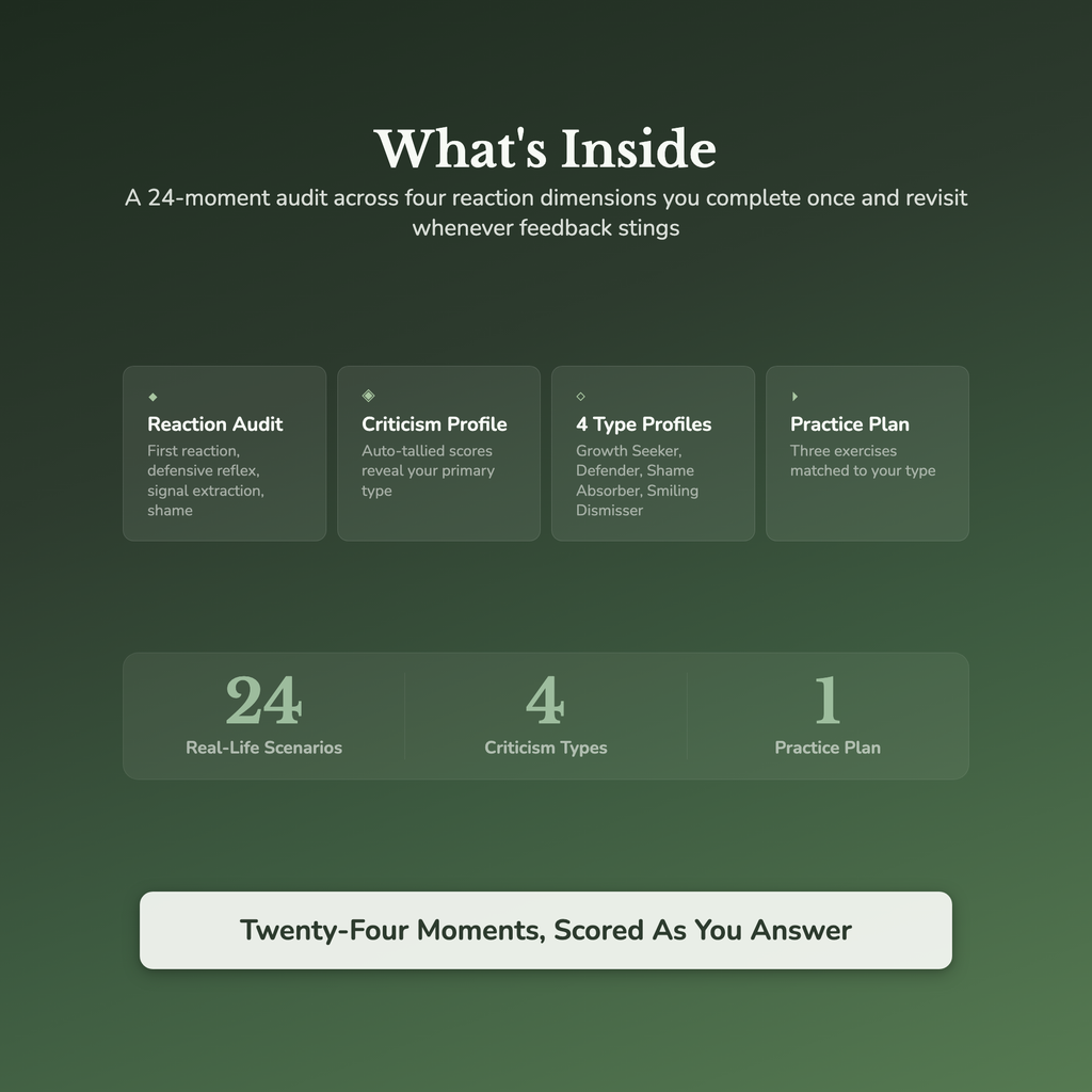 Criticism Quiz & Workbook – Why Does Feedback Hurt So Much? – Interactive Self-Assessment