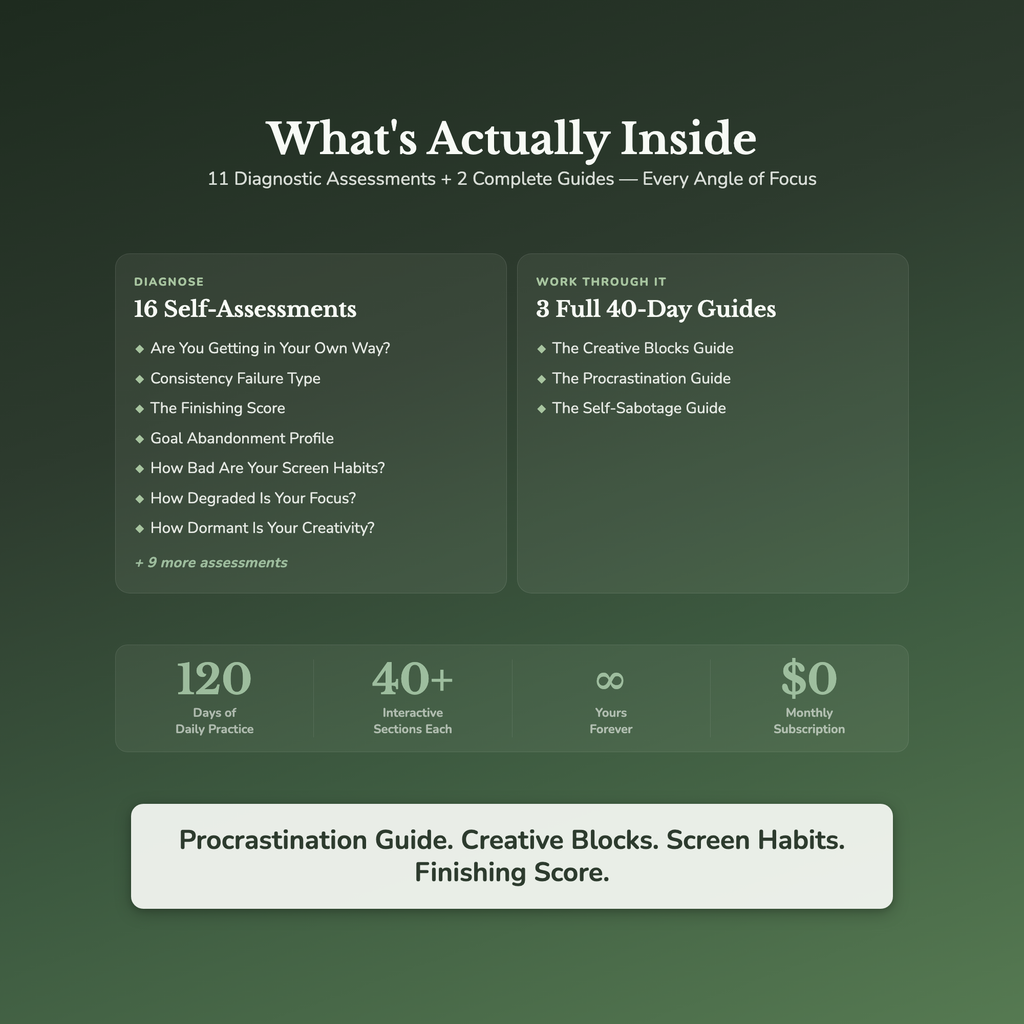Procrastination Workbook & Self-Care Bundle – From 18 Open Tabs to One Finished Thing – Interactive Digital Bundle
