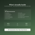 What's inside — 257 assessments