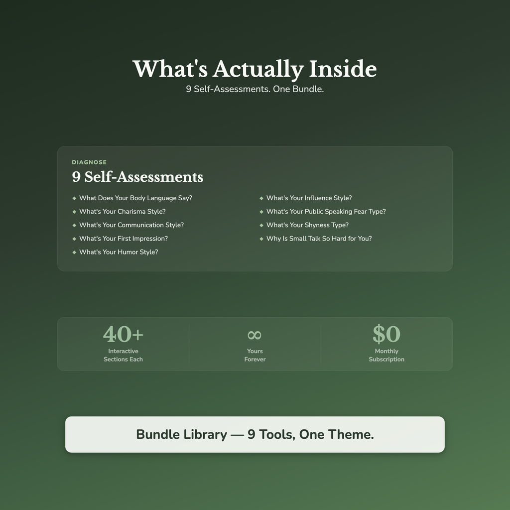 Social Skills Bundle – Charisma Small Talk Communication 9 Tools – Interactive Digital Bundle