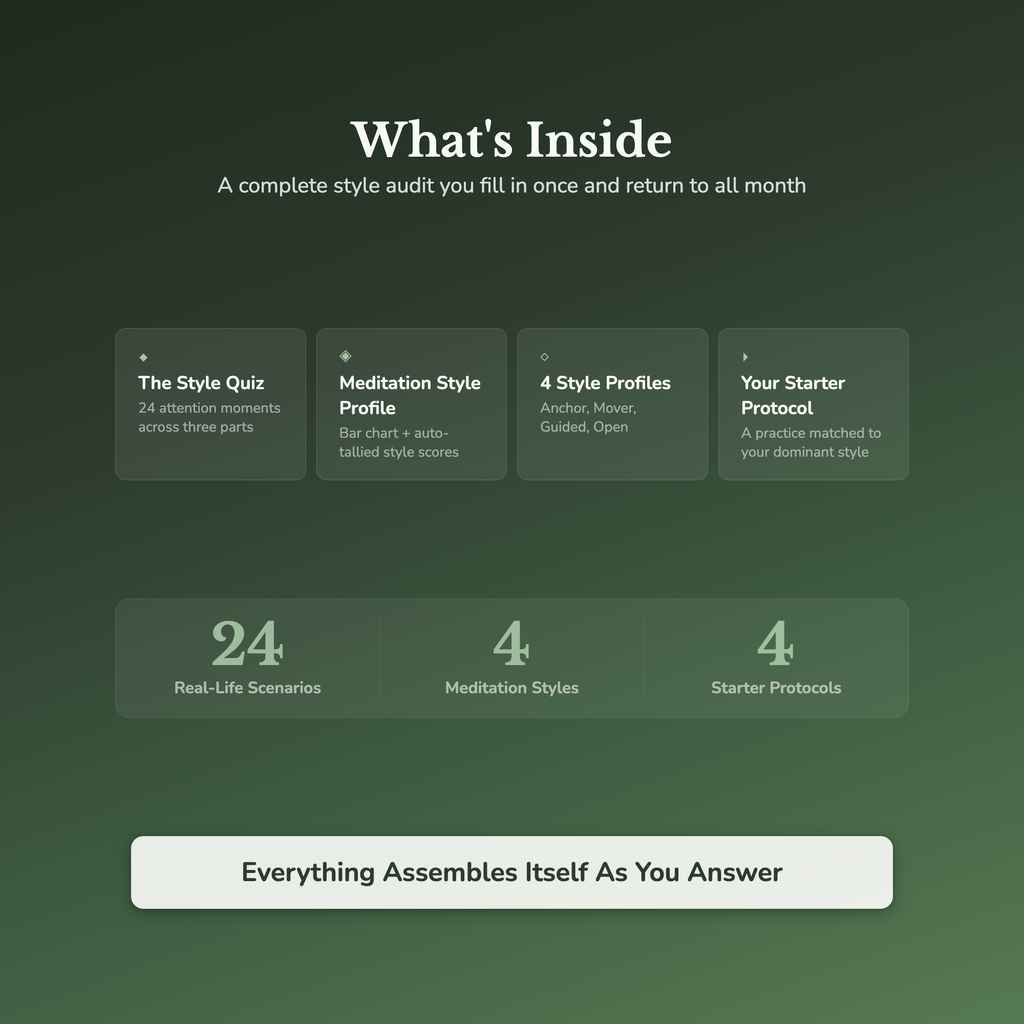Meditation Style Quiz & Workbook – Why It Never Sticks – Interactive Self-Assessment