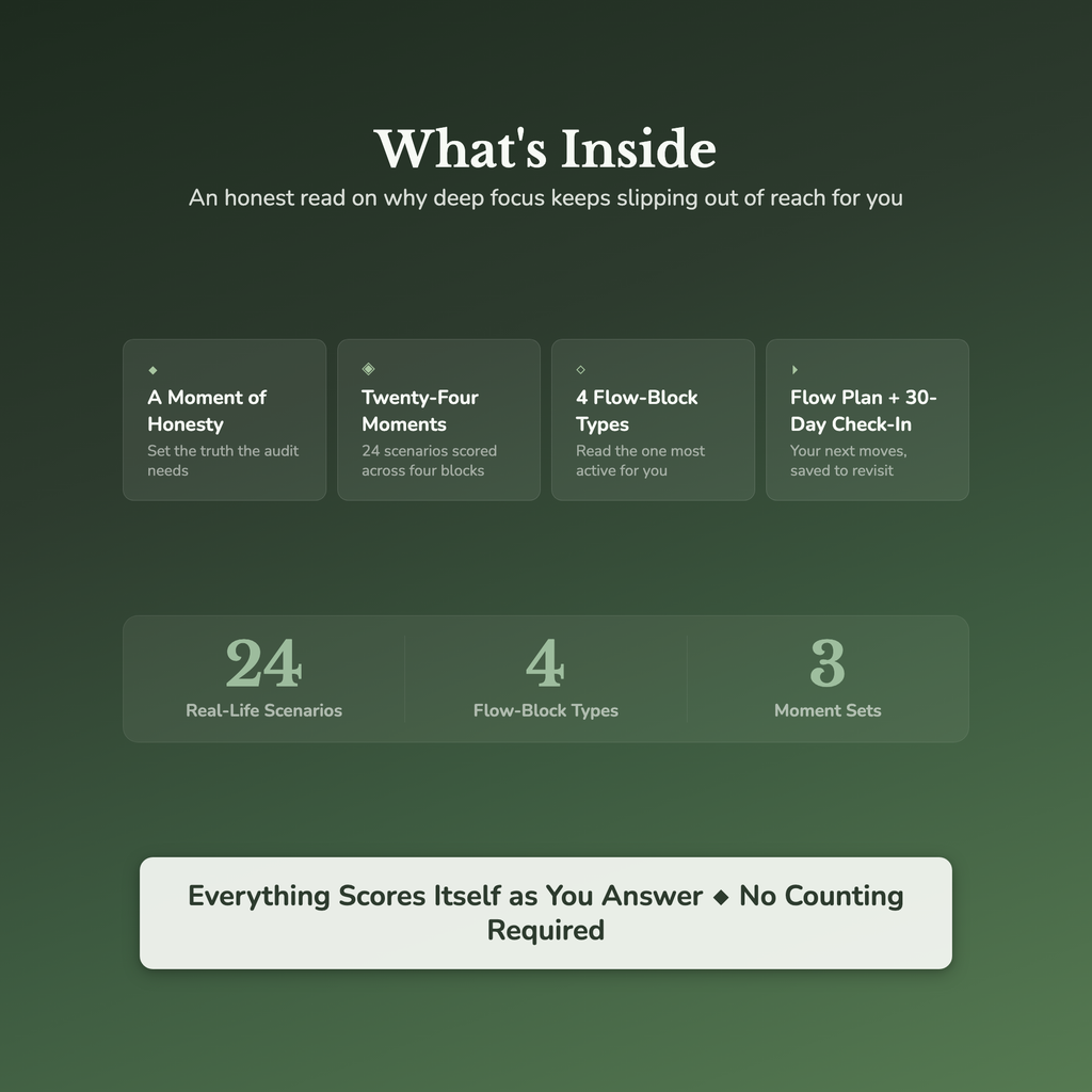Flow State Quiz & Workbook – Why Deep Focus Keeps Slipping – Interactive Self-Assessment